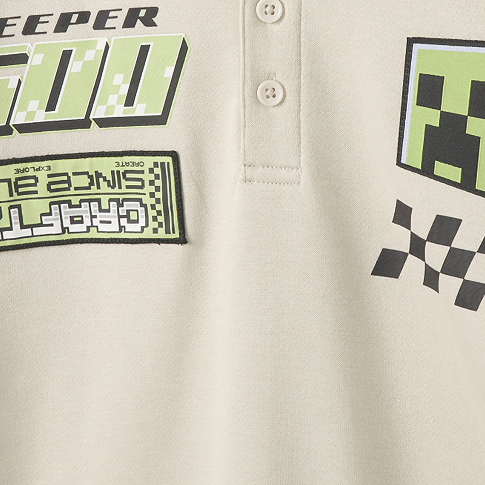 Minecraft Collared Long Sleeves Polo Sweatshirt and Joggers Set with Graphic Print-boys-clothing-setsandcoords-image-7