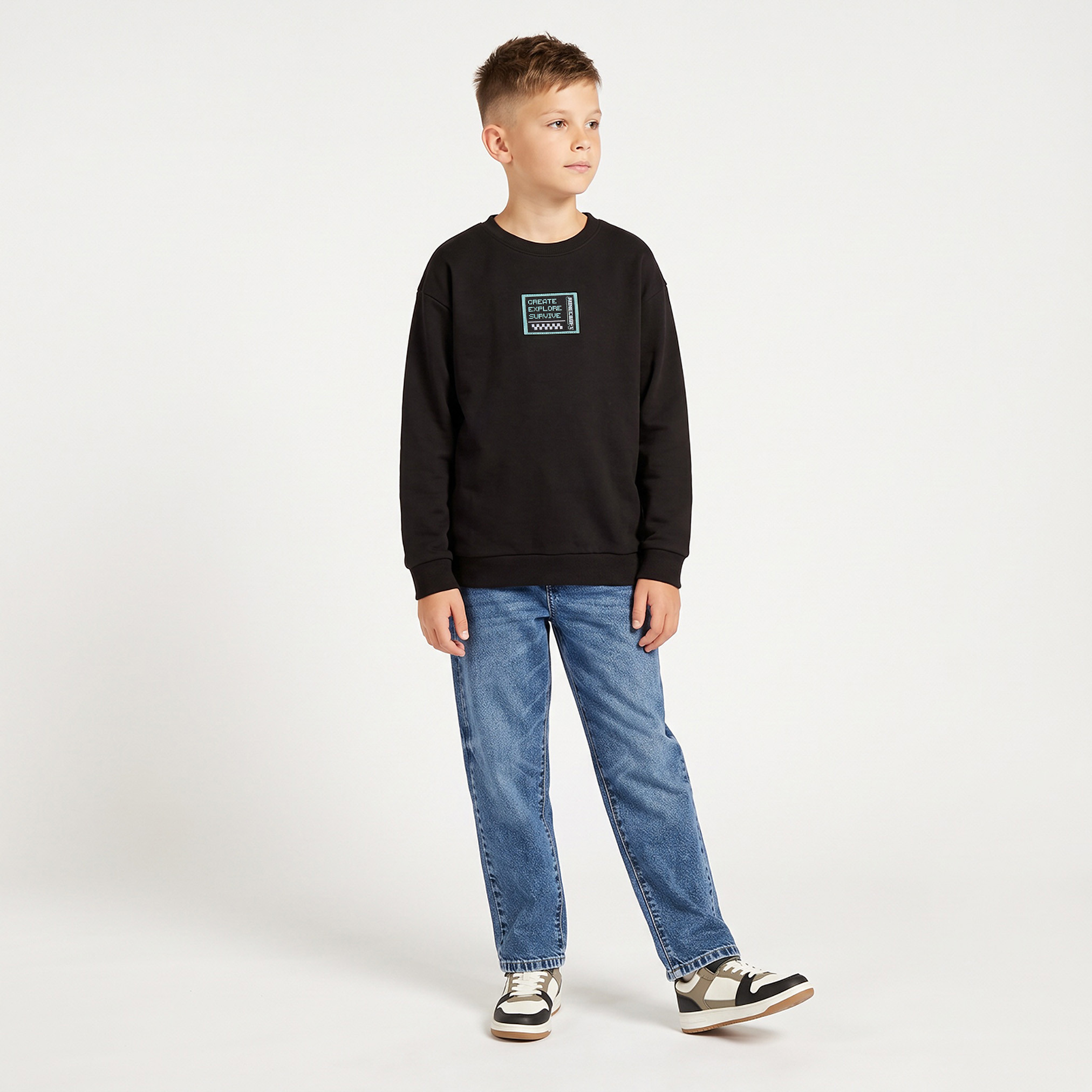 Minecraft Printed Sweatshirt with Long Sleeves-boys-clothing-winterwear-sweatshirts-image-3