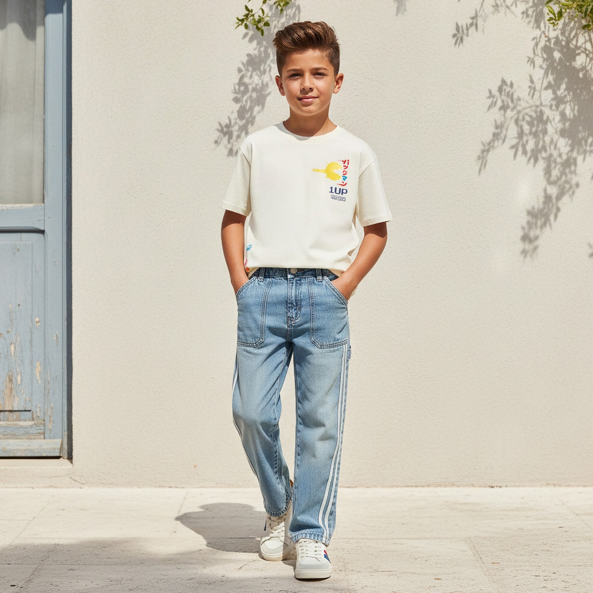 تيشيرت بأكمام قصيرة وياقة ضيقة بطبعات باك مان من بانداي-boys-clothing-tshirtsandpolos-image-2