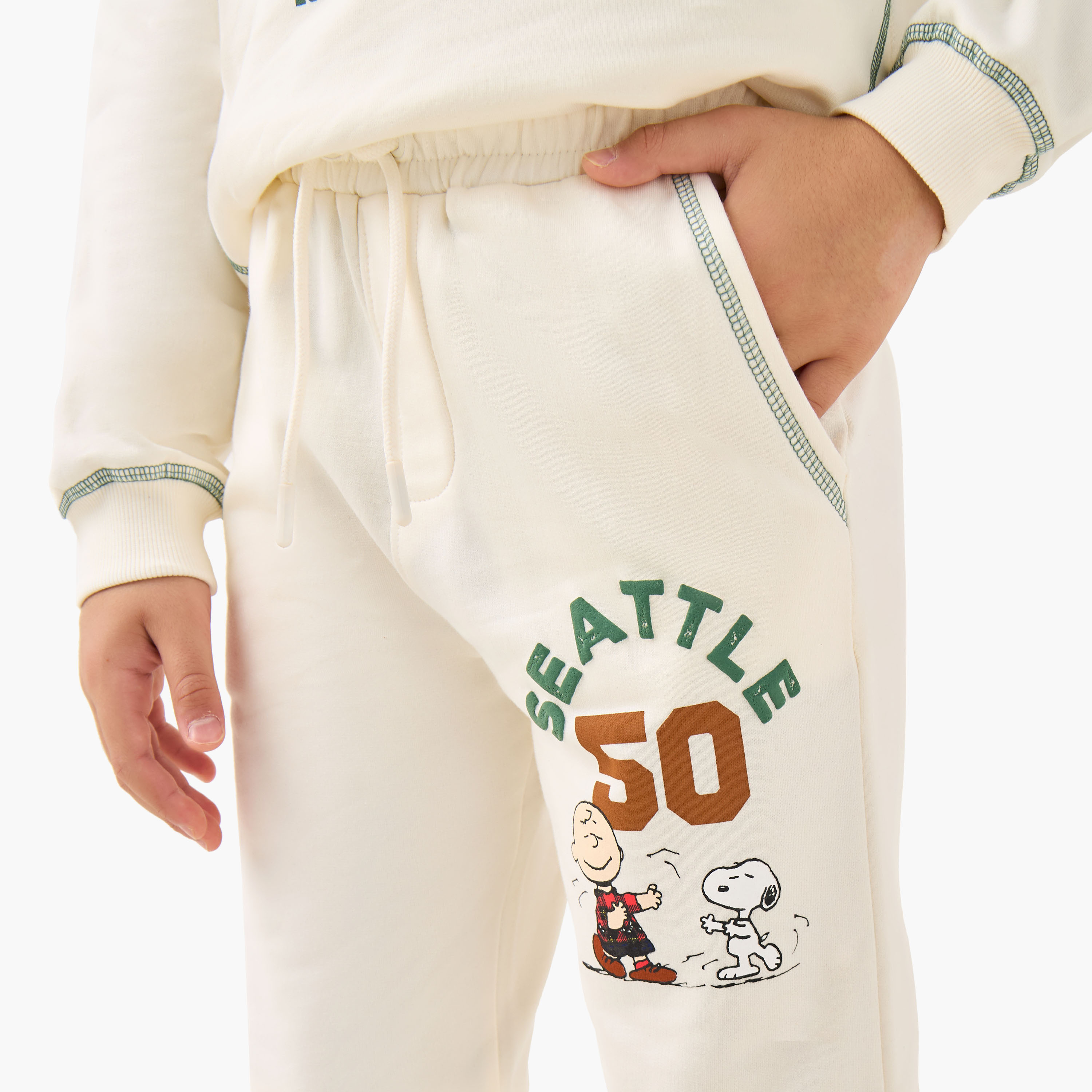 Boys Sweatshirt and Joggers Set with Snoopy Varsity Print - Long Sleeves - Crew Neck-boys-clothing-setsandcoords-image-6