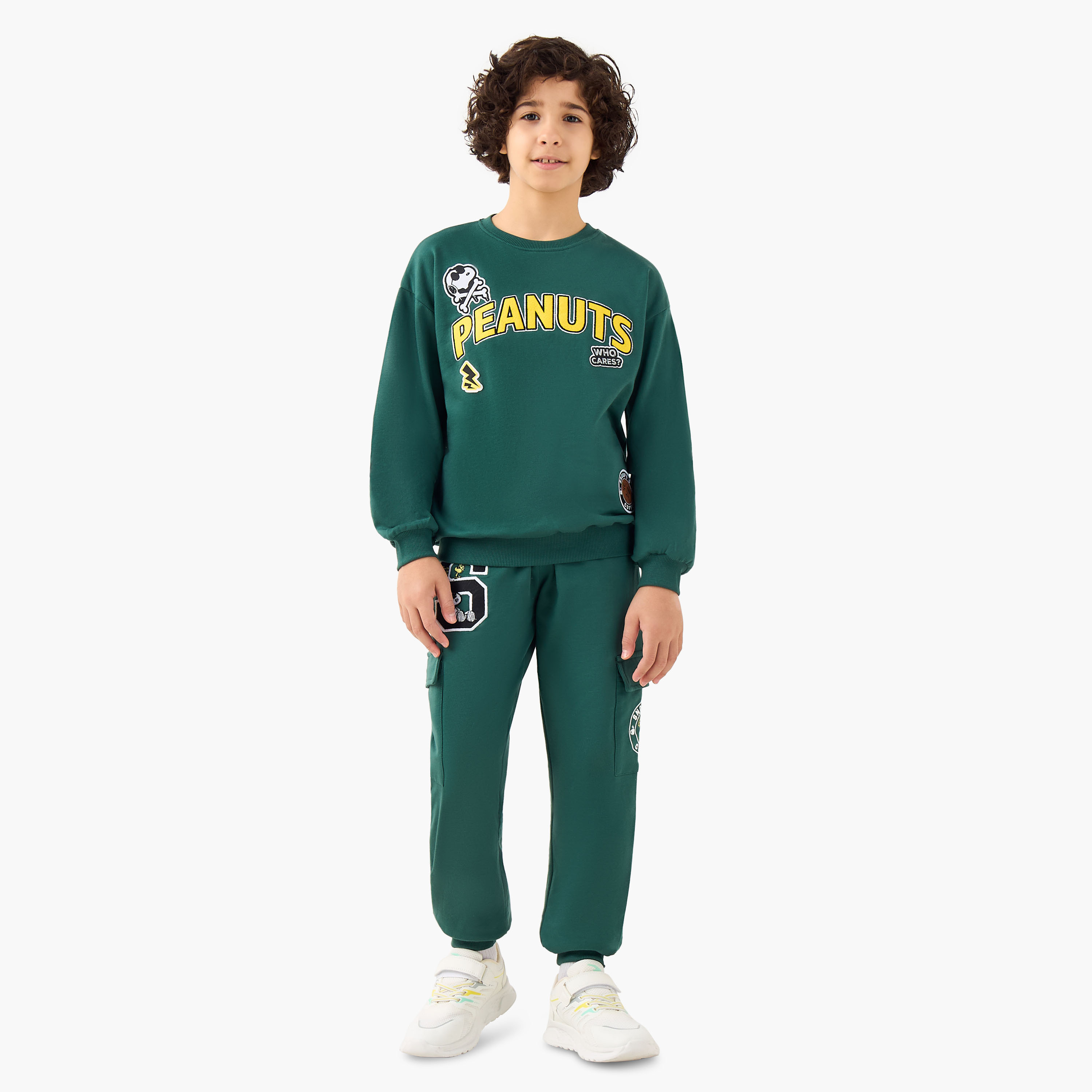 Boys Sweatshirt and Joggers Set with Snoopy Print - Cotton - Long Sleeves - Crew Neck-boys-clothing-setsandcoords-image-1