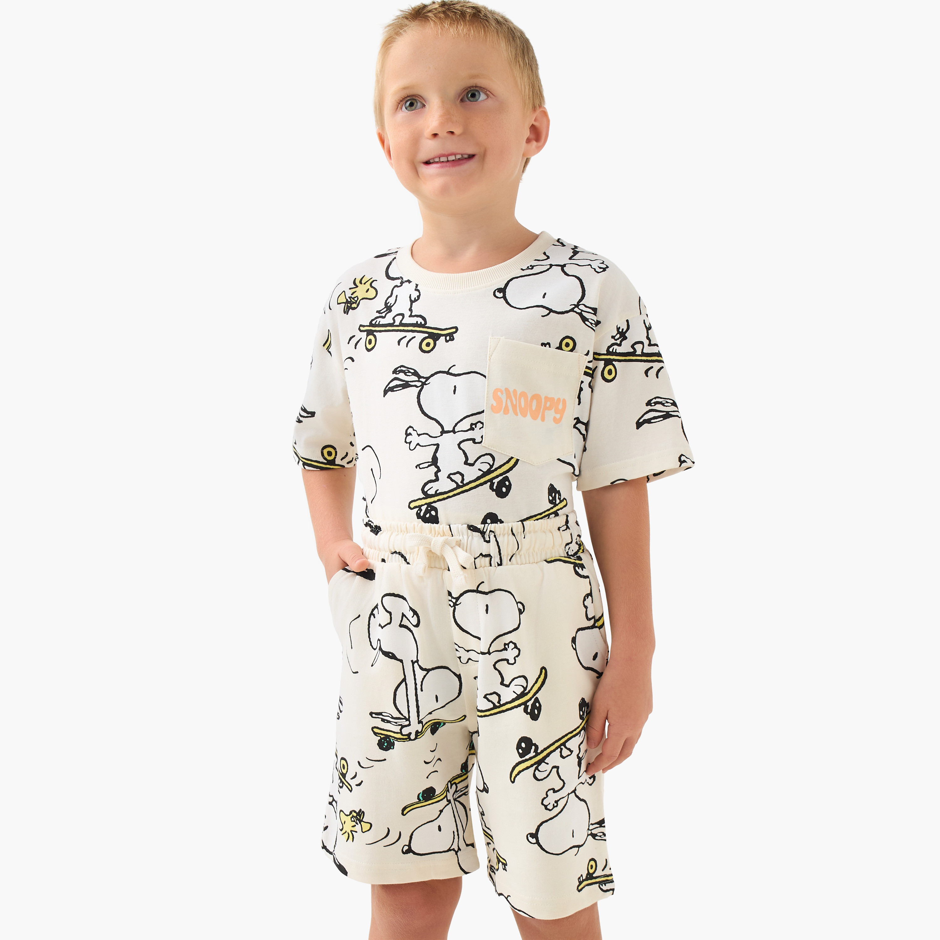CLPG Round Neck Short Sleeves T-shirt and Shorts Set with Pockets-boys-clothing-setsandcoords-image-5