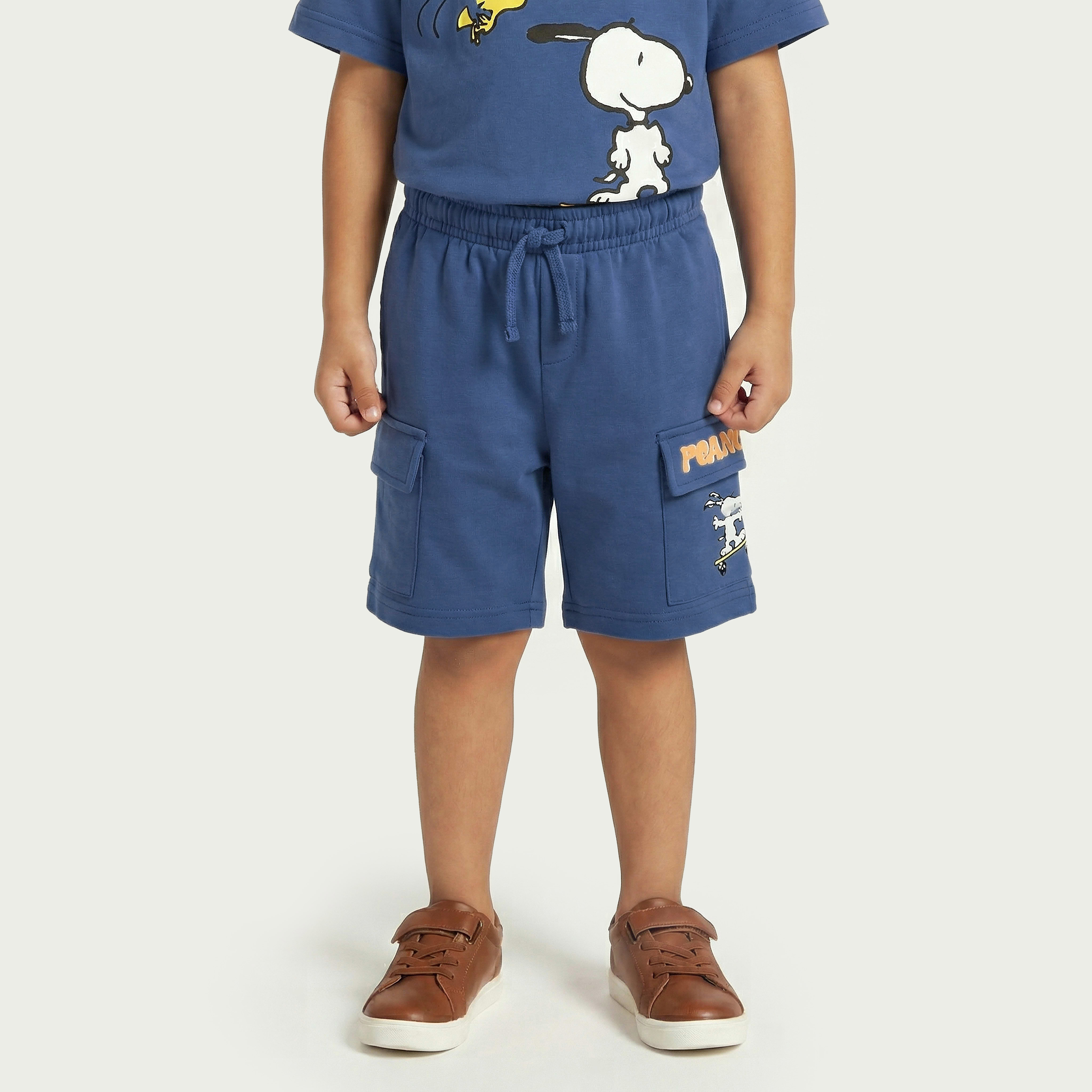 Crew Neck Short Sleeves T-shirt and Shorts Set with Peanuts Print-baby-boys-clothing-setsandcoords-image-3