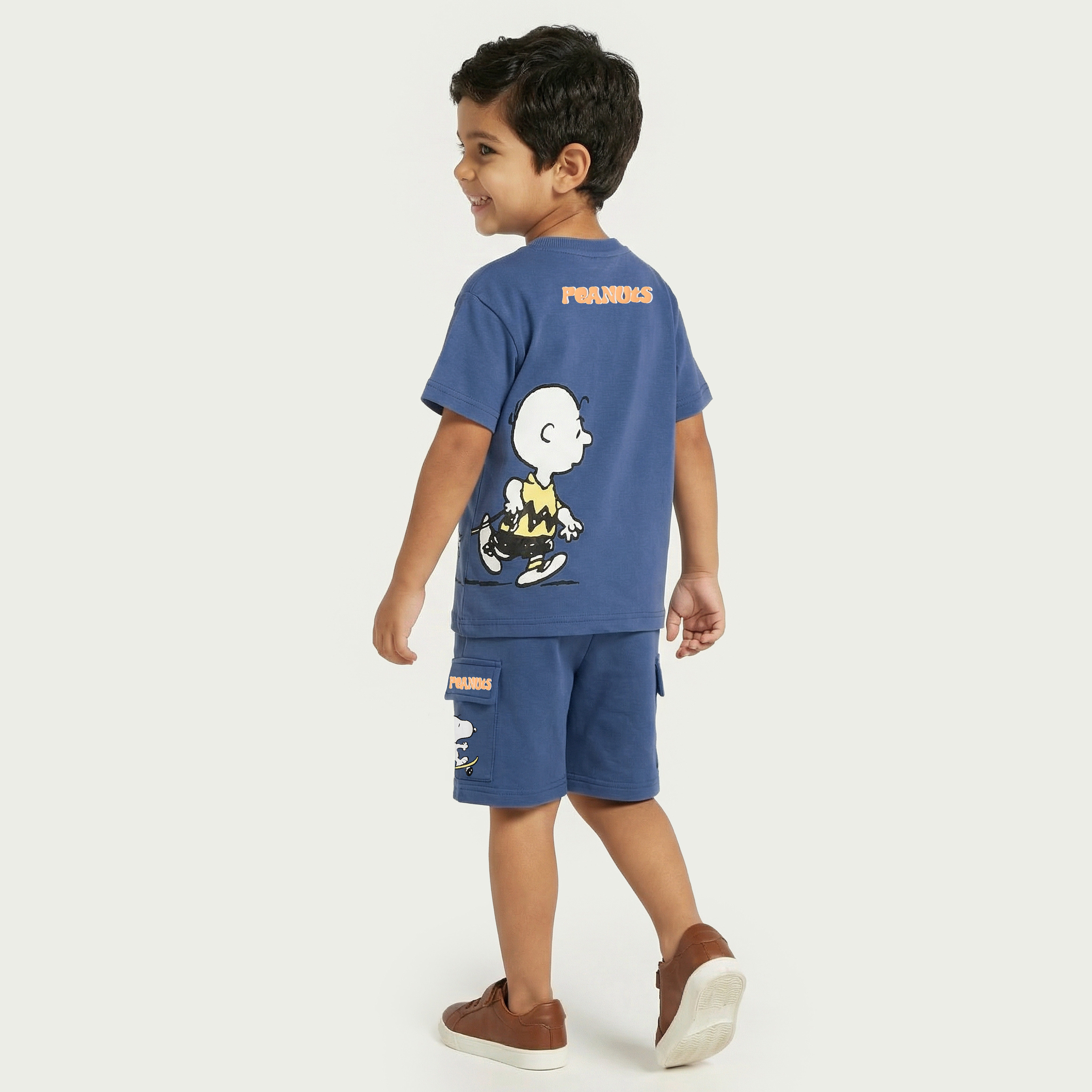 Crew Neck Short Sleeves T-shirt and Shorts Set with Peanuts Print-baby-boys-clothing-setsandcoords-image-4