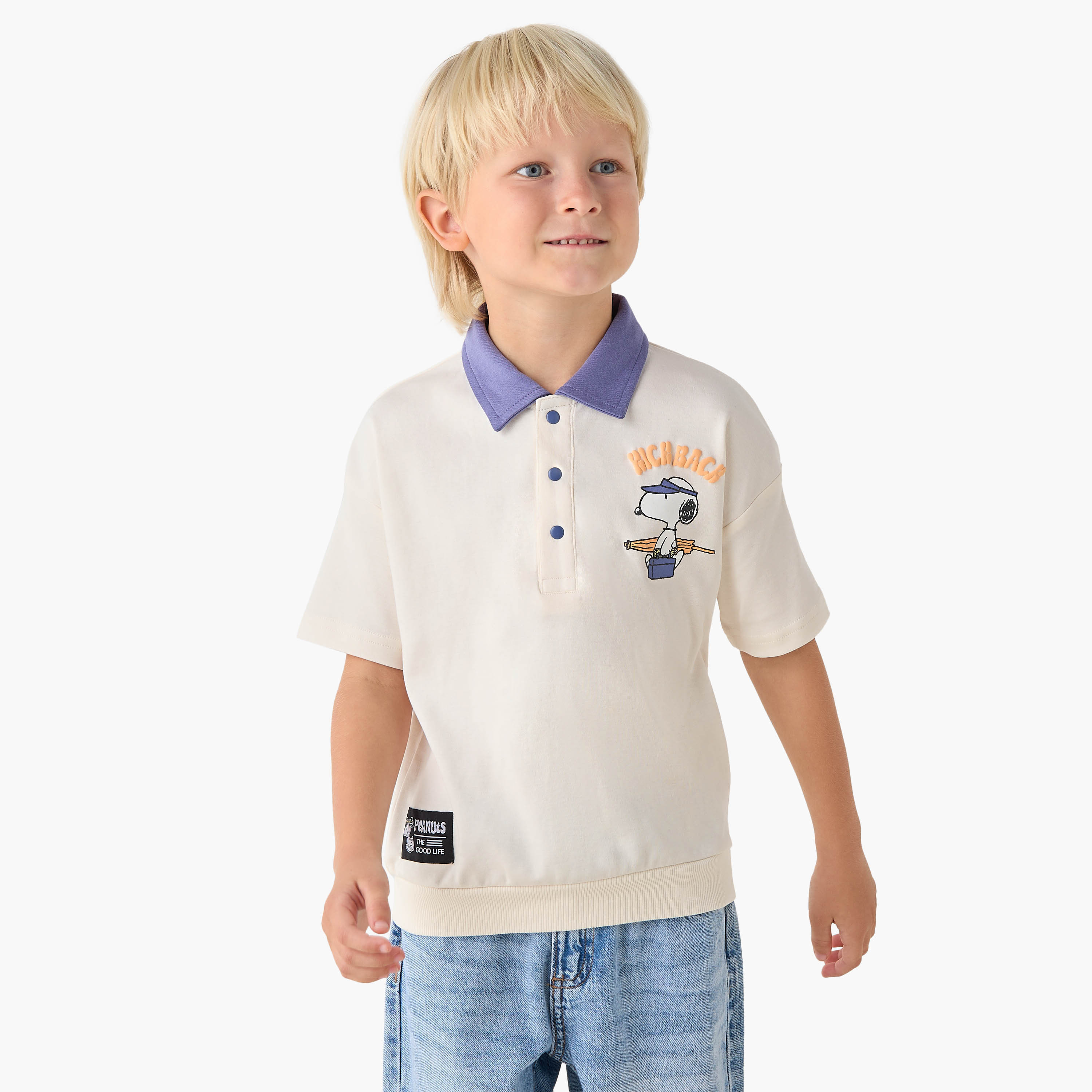 تيشيرت بطبعات سنوبي وياقة عادية وأكمام قصيرة-boys-clothing-tshirtsandpolos-image-5