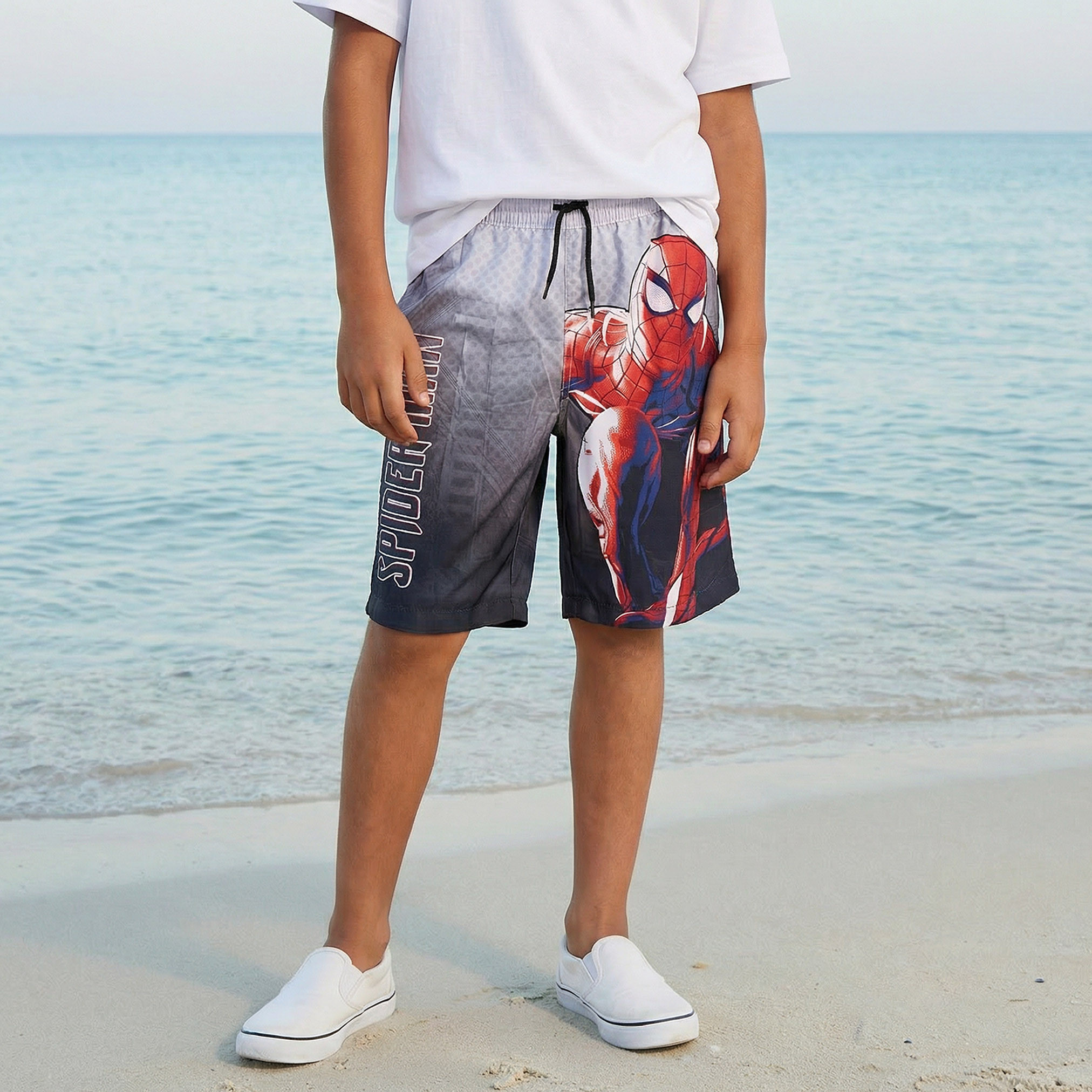 Boys Spider-Man Print Swim Shorts-sports-boys-clothing-swimwear-image-1
