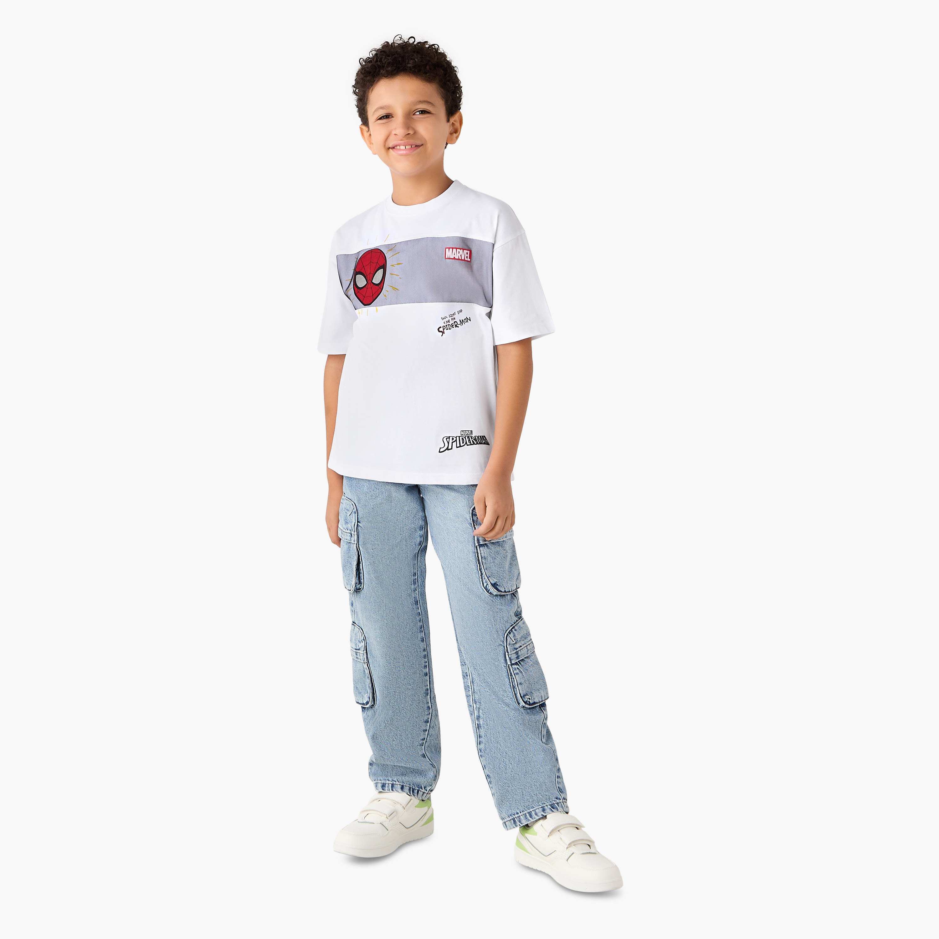 Spider-Man Print Crew Neck T-shirt with Short Sleeves-boys-clothing-tshirtsandpolos-image-2