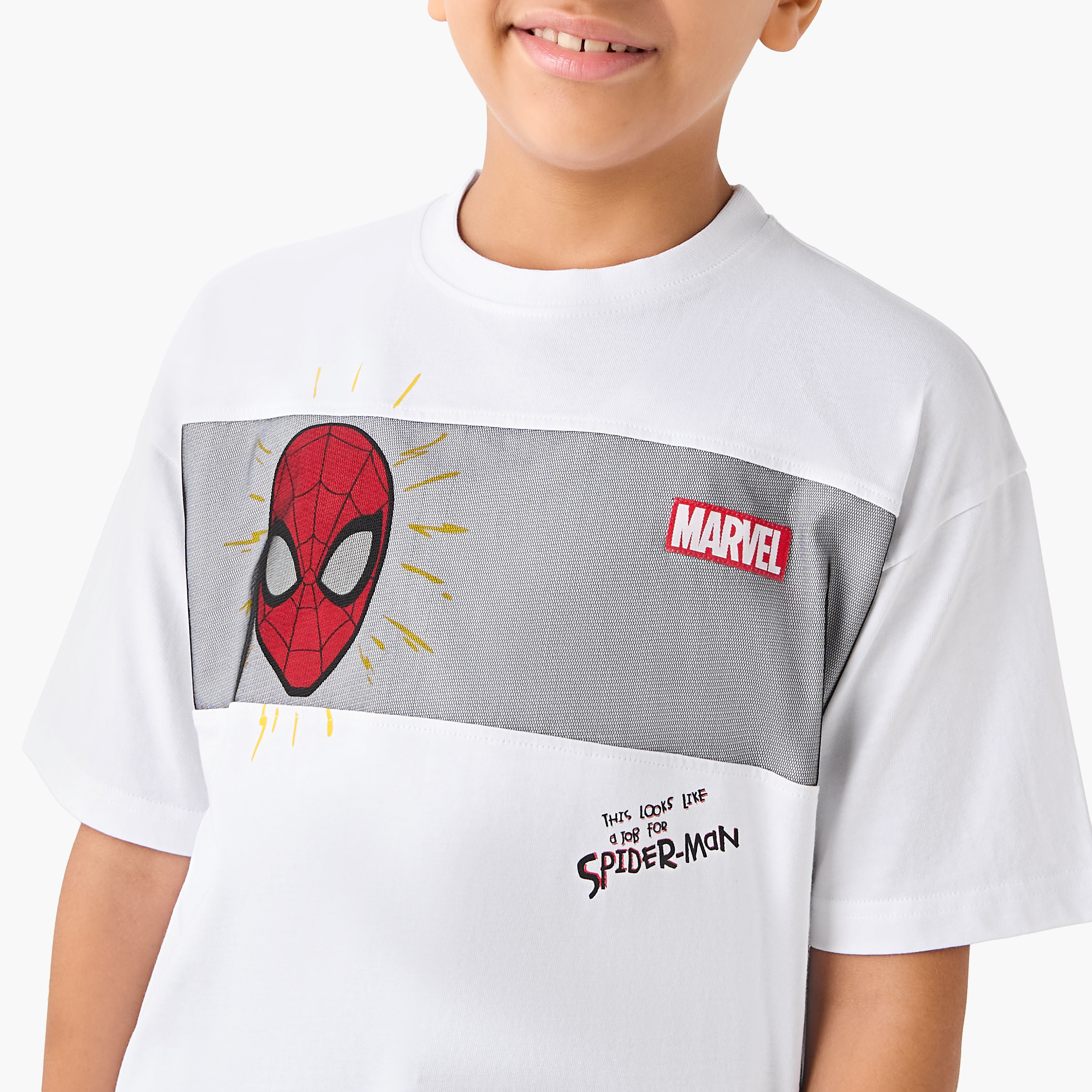 Spider-Man Print Crew Neck T-shirt with Short Sleeves-boys-clothing-tshirtsandpolos-image-4
