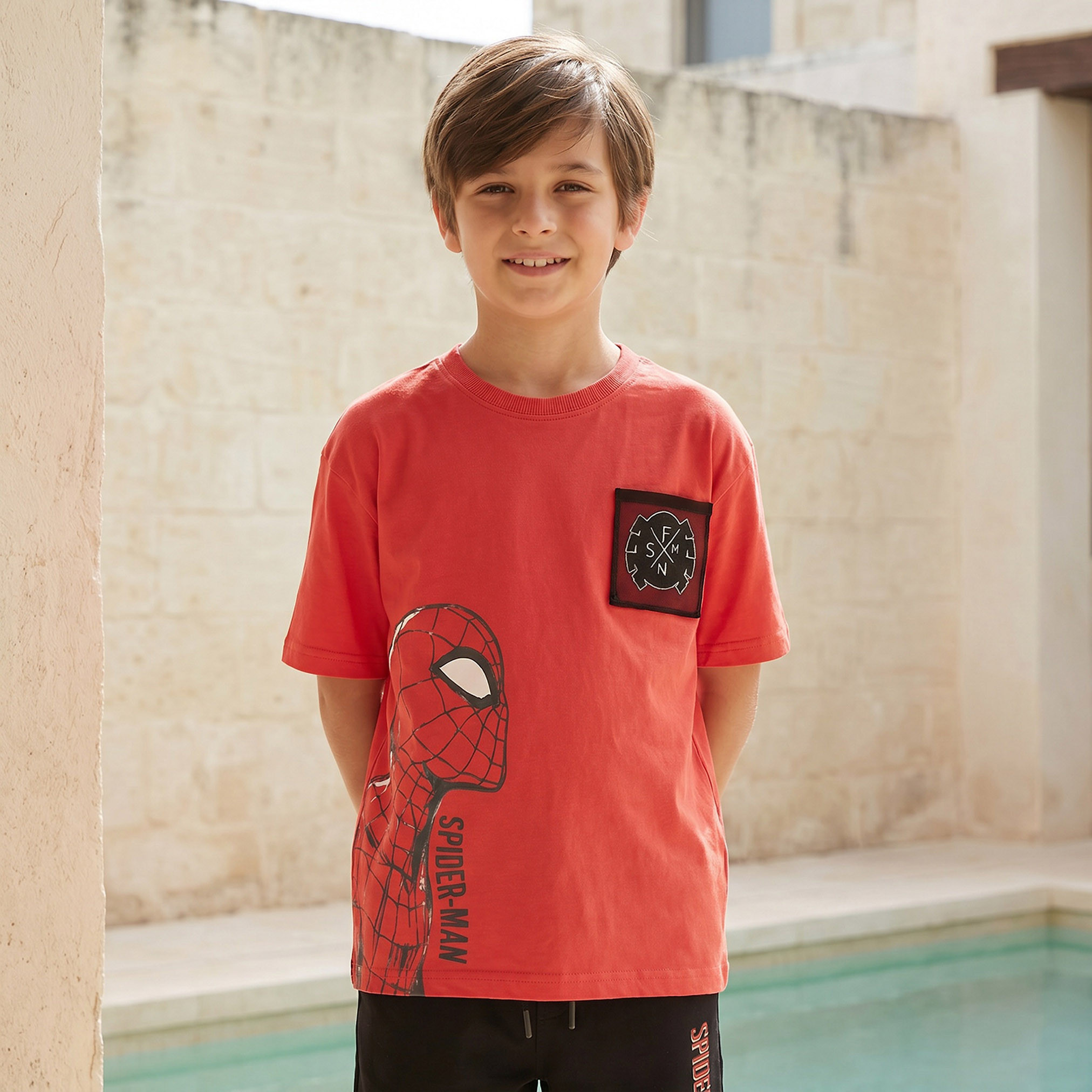 Crew Neck Short Sleeves T-shirt and Shorts Set with Spider-Man Print-boys-clothing-setsandcoords-image-2