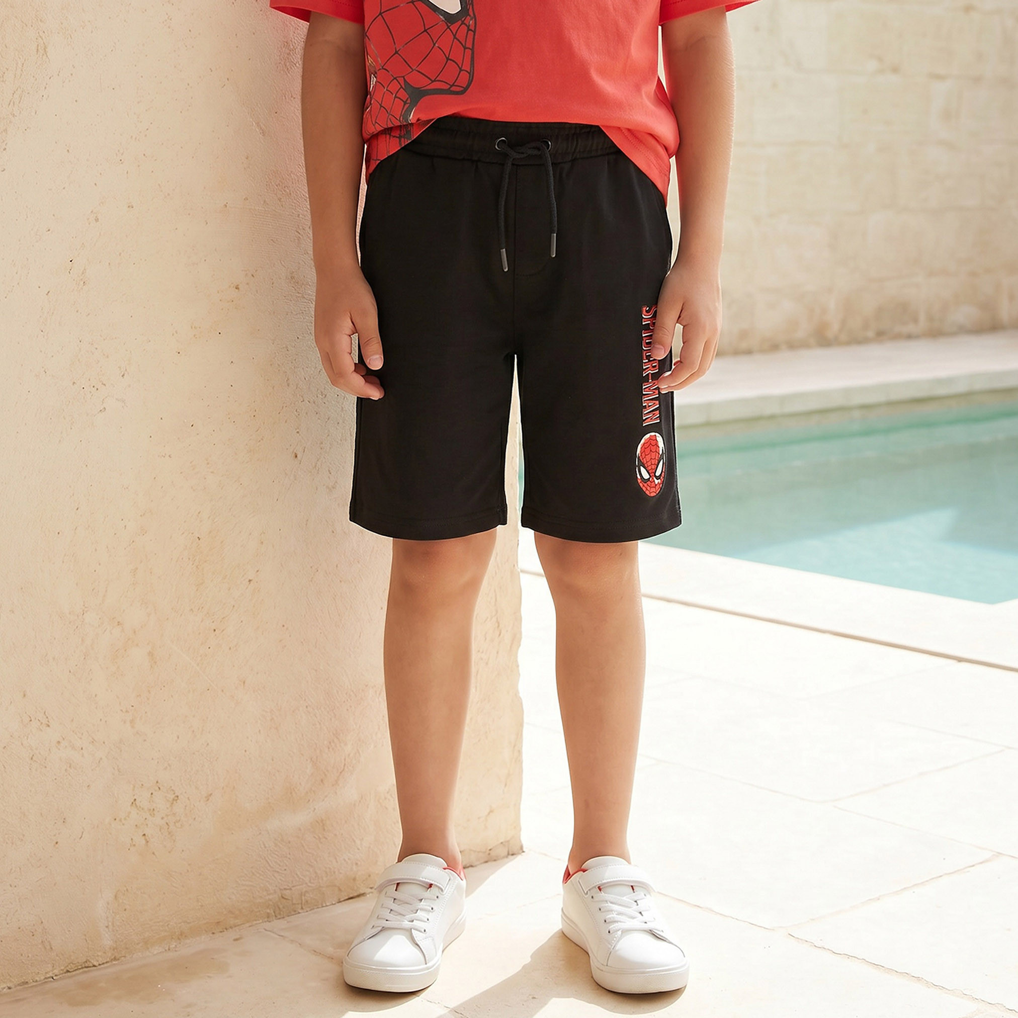 Crew Neck Short Sleeves T-shirt and Shorts Set with Spider-Man Print-boys-clothing-setsandcoords-image-3