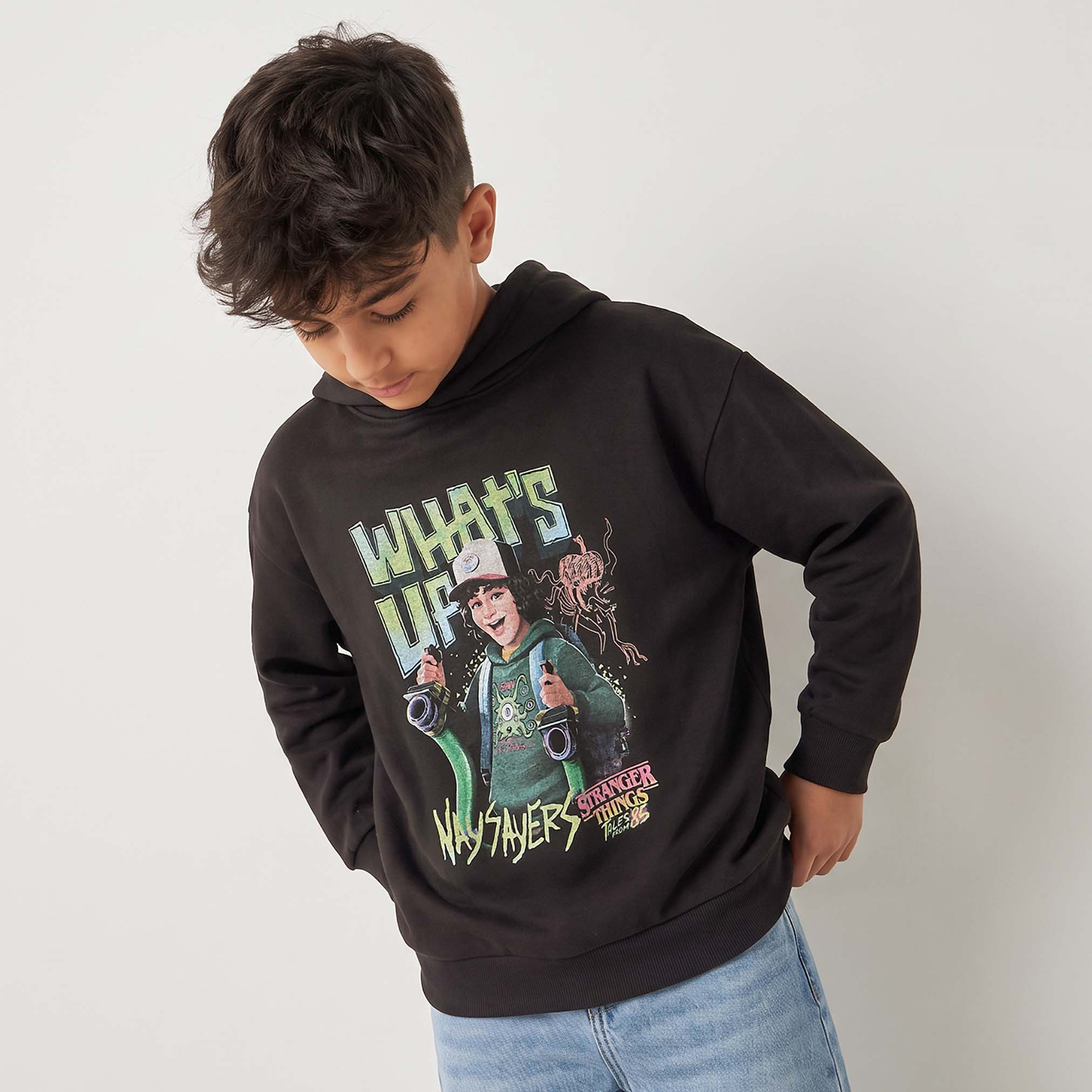 Netflix Hooded Sweatshirt with Stranger Things Print-boys-clothing-winterwear-sweatshirts-image-1