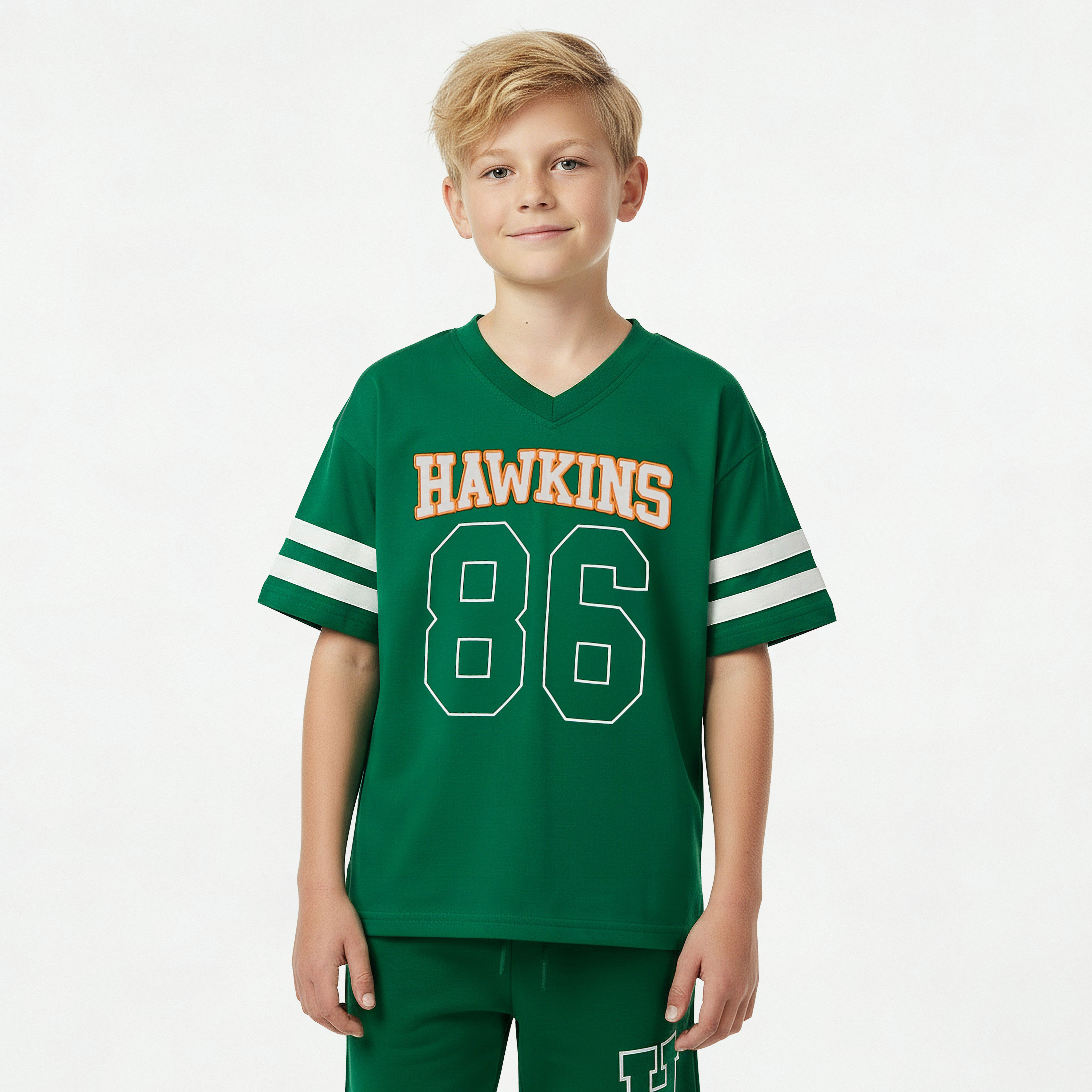 Netflix V-neck Short Sleeve T-shirt and Shorts Set with Varsity Print-boys-clothing-setsandcoords-image-2