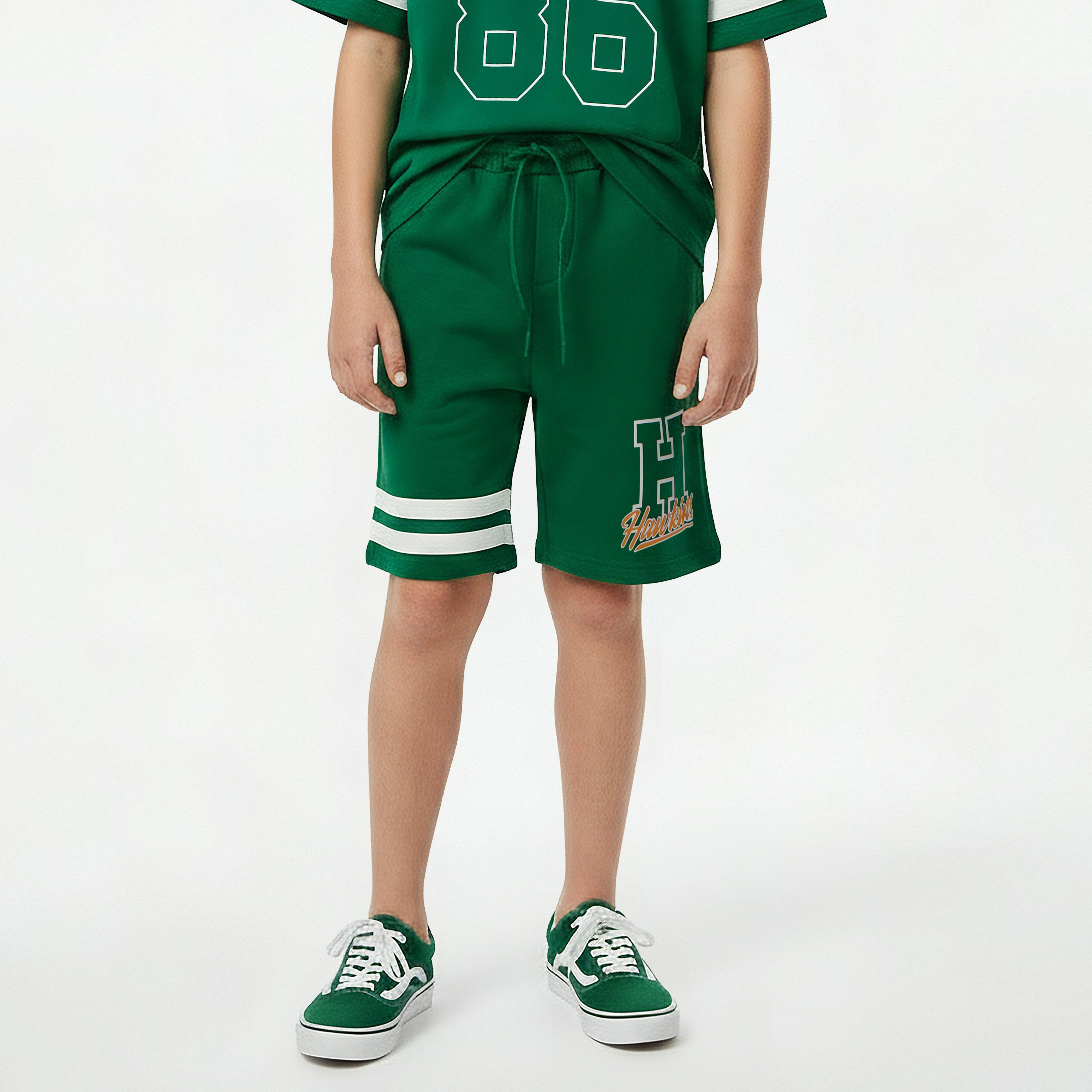 Netflix V-neck Short Sleeve T-shirt and Shorts Set with Varsity Print-boys-clothing-setsandcoords-image-3