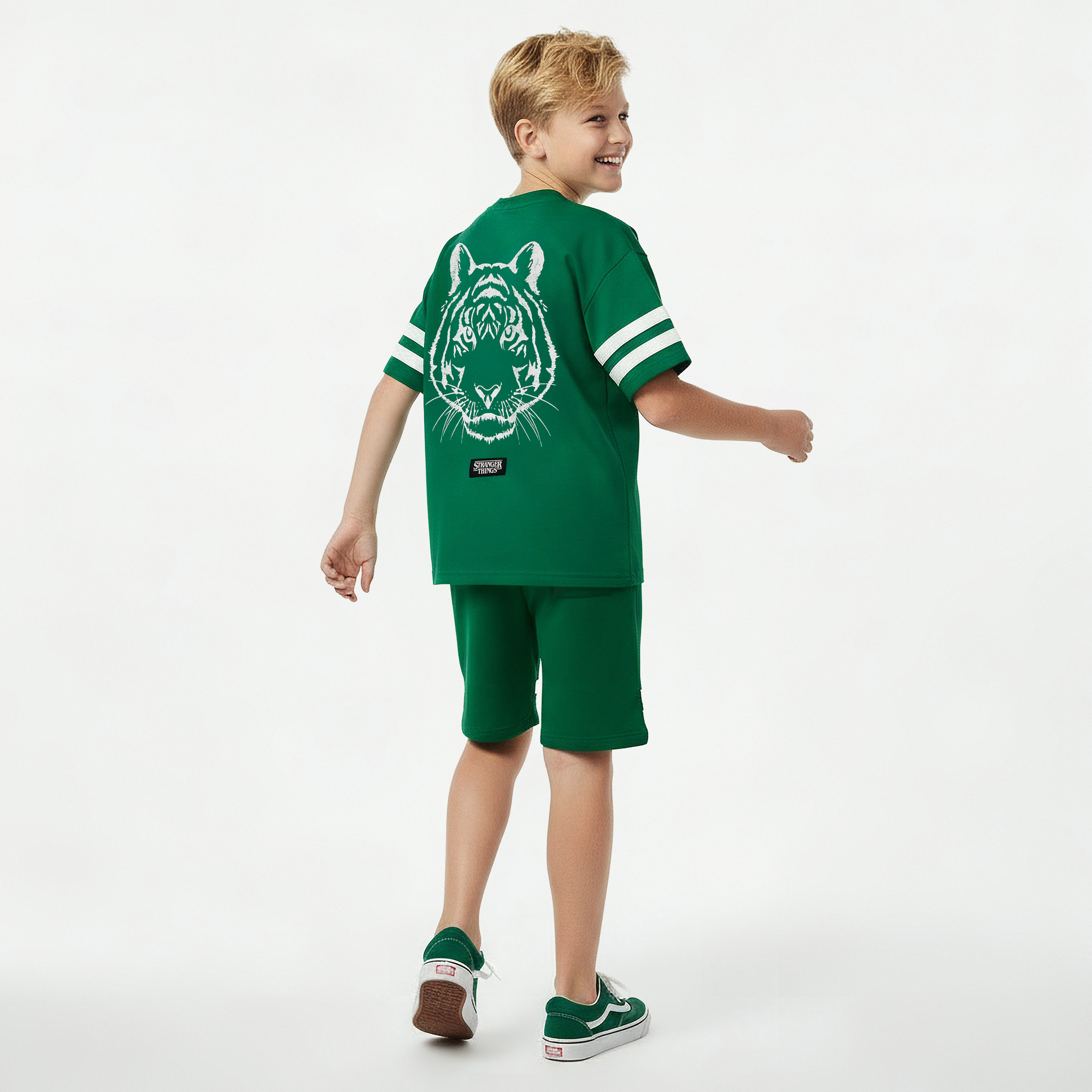 Netflix V-neck Short Sleeve T-shirt and Shorts Set with Varsity Print-boys-clothing-setsandcoords-image-4