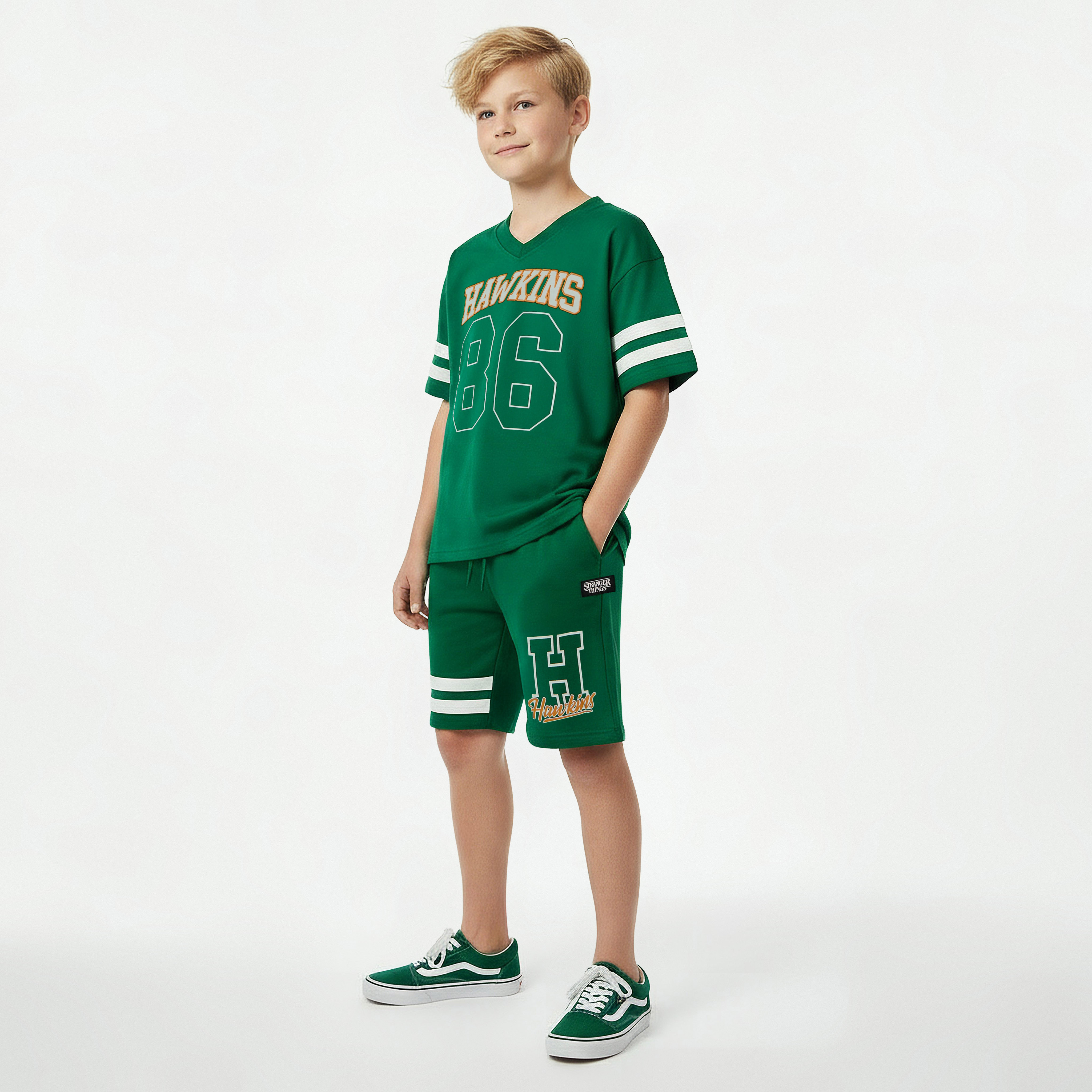 Netflix V-neck Short Sleeve T-shirt and Shorts Set with Varsity Print-boys-clothing-setsandcoords-image-7