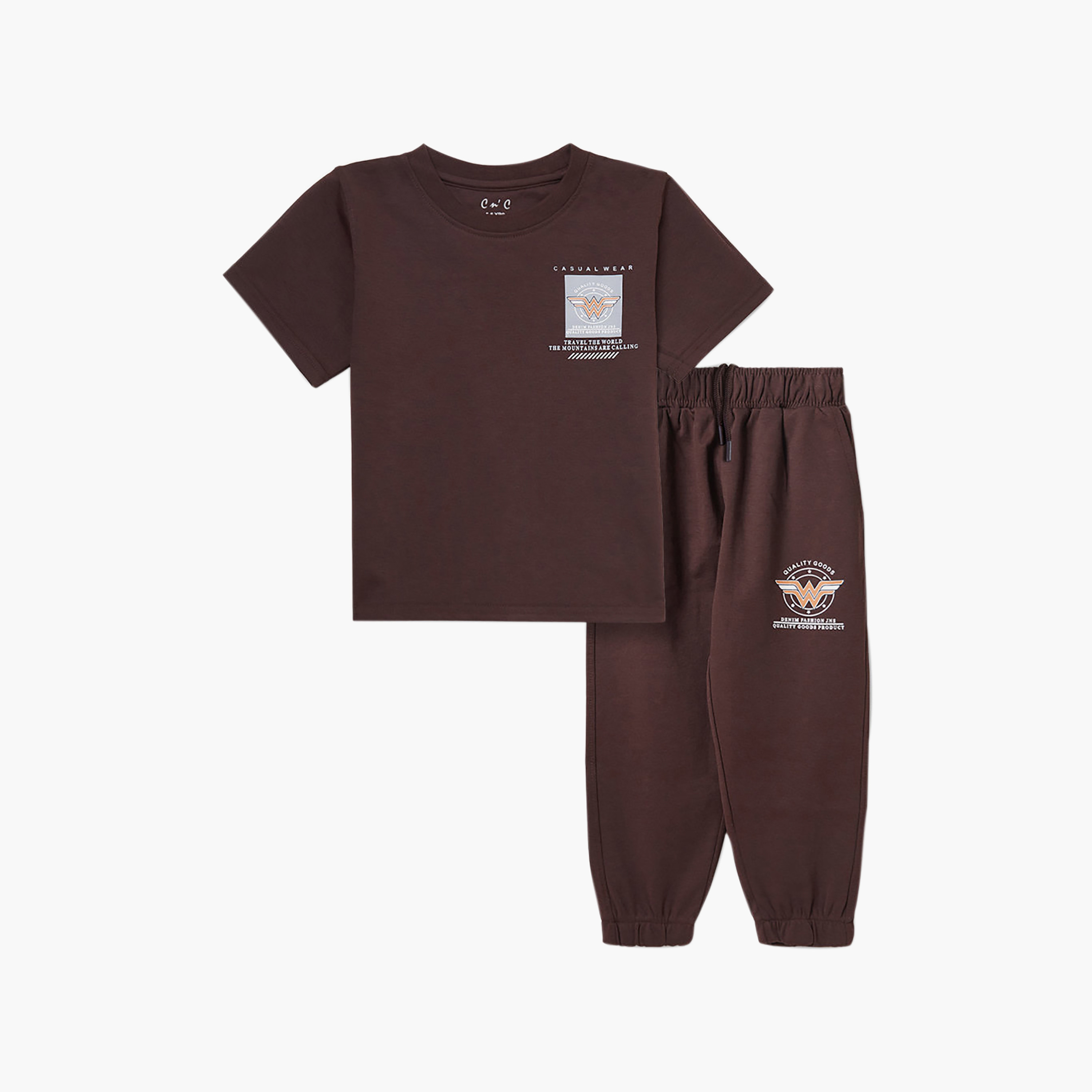 طقم تيشيرت بأكمام قصيرة مع بنطلون جوجر من كول آند كول-boys-clothing-setsandcoords-image-3