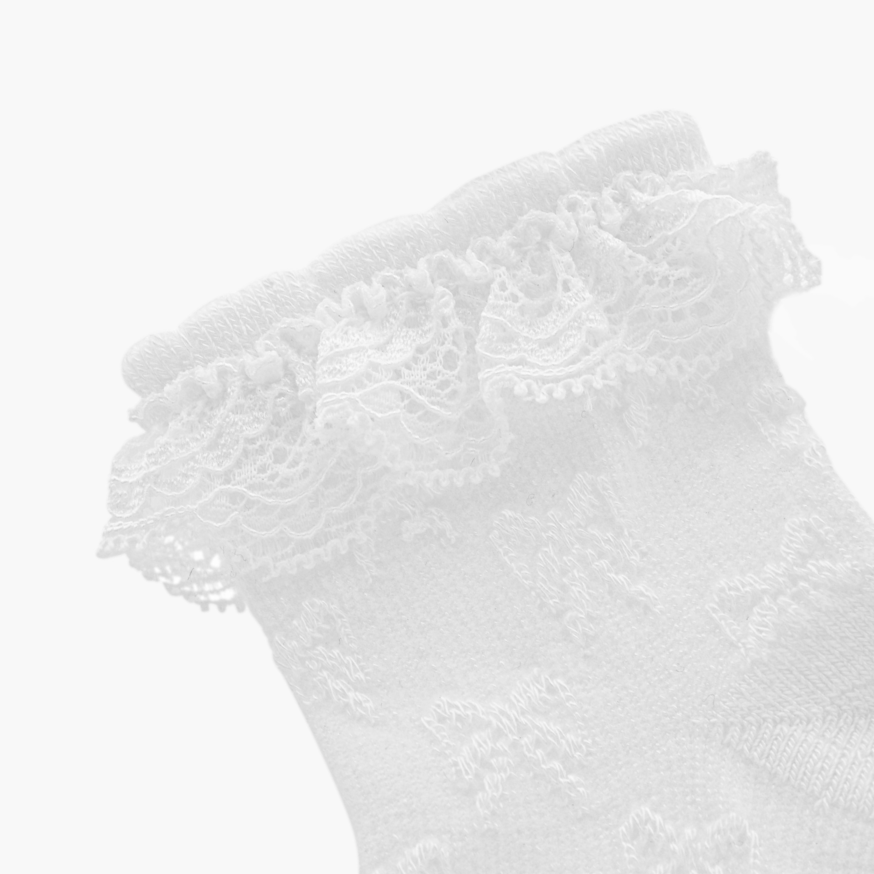 Giggles Textured Bow Jacquard Ankle Length Socks with Lace Detail-baby-girls-accessories-socks-image-3