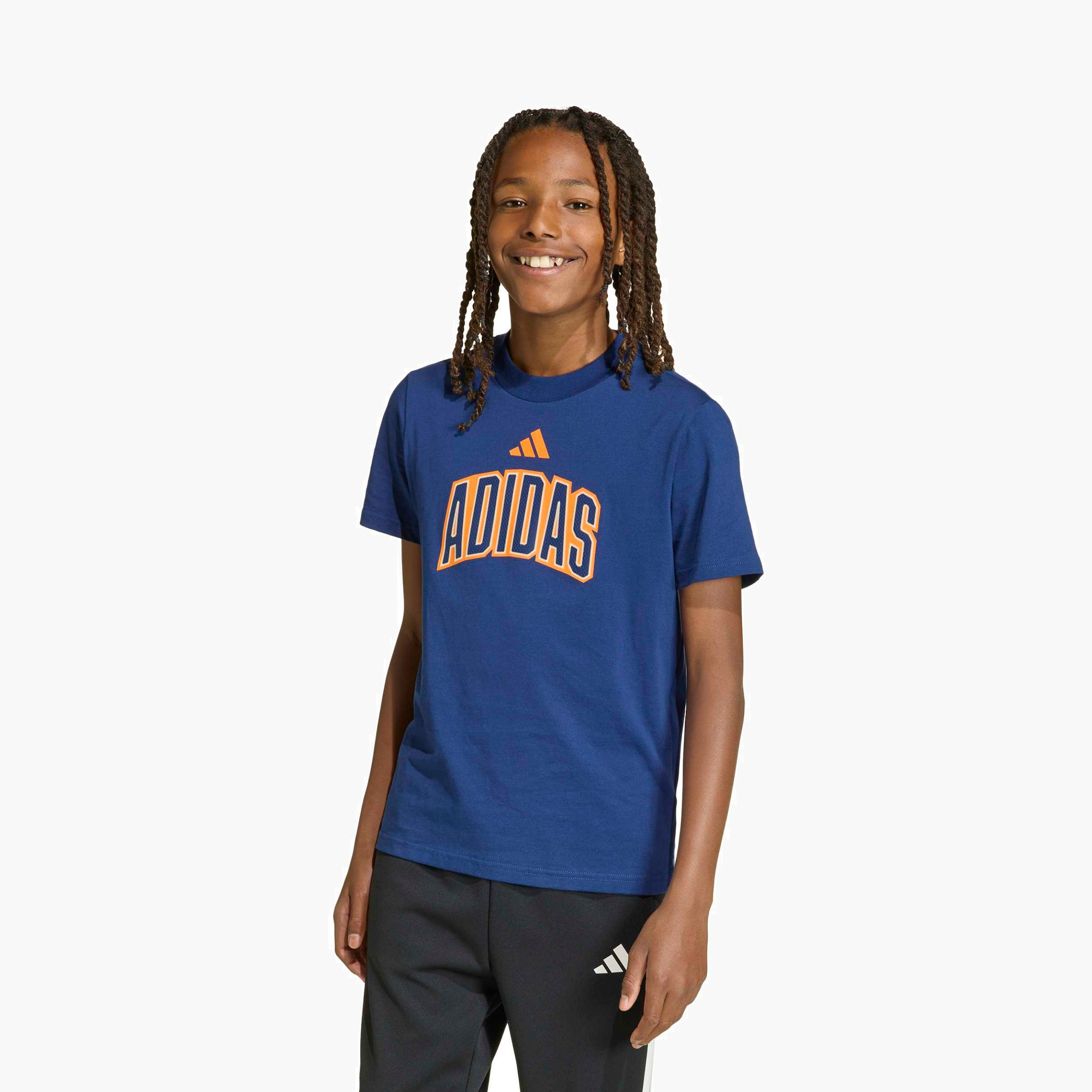 adidas Crew Neck Short Sleeves T-shirt with Logo Print-boys-clothing-tshirtsandpolos-image-1