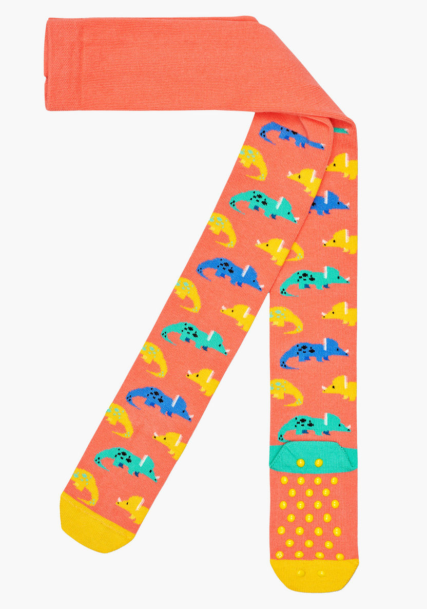 Happy Socks Dinosaur Printed Tights with Anti-Slip Closed Feet-Innerwear-image-0