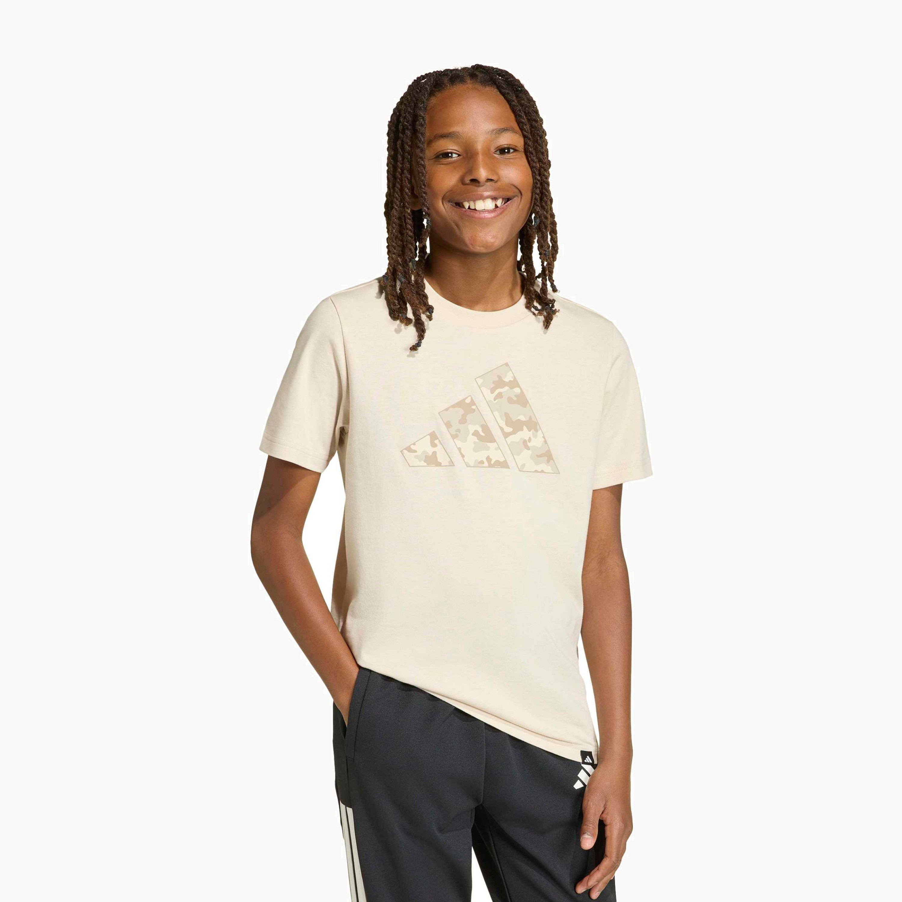 adidas Crew Neck Short Sleeves T-shirt with Logo Print-boys-clothing-sportswear-tops-image-1