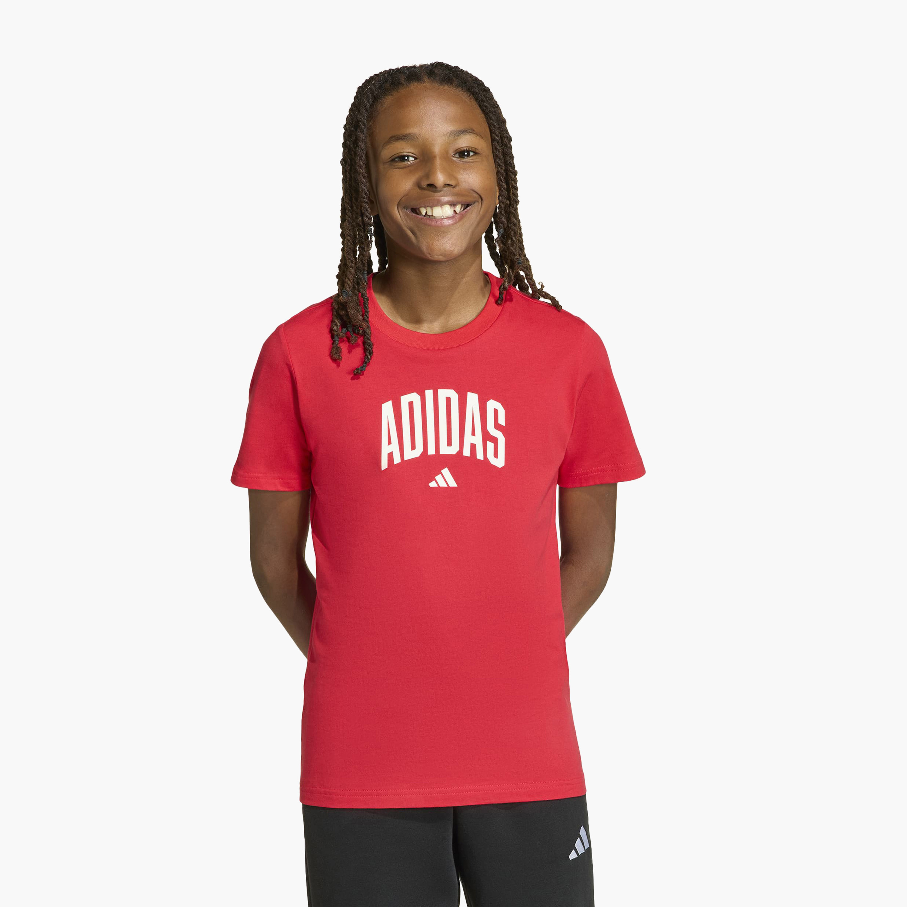 adidas Crew Neck Short Sleeve T-shirt with Logo Print-boys-clothing-sportswear-tops-image-1