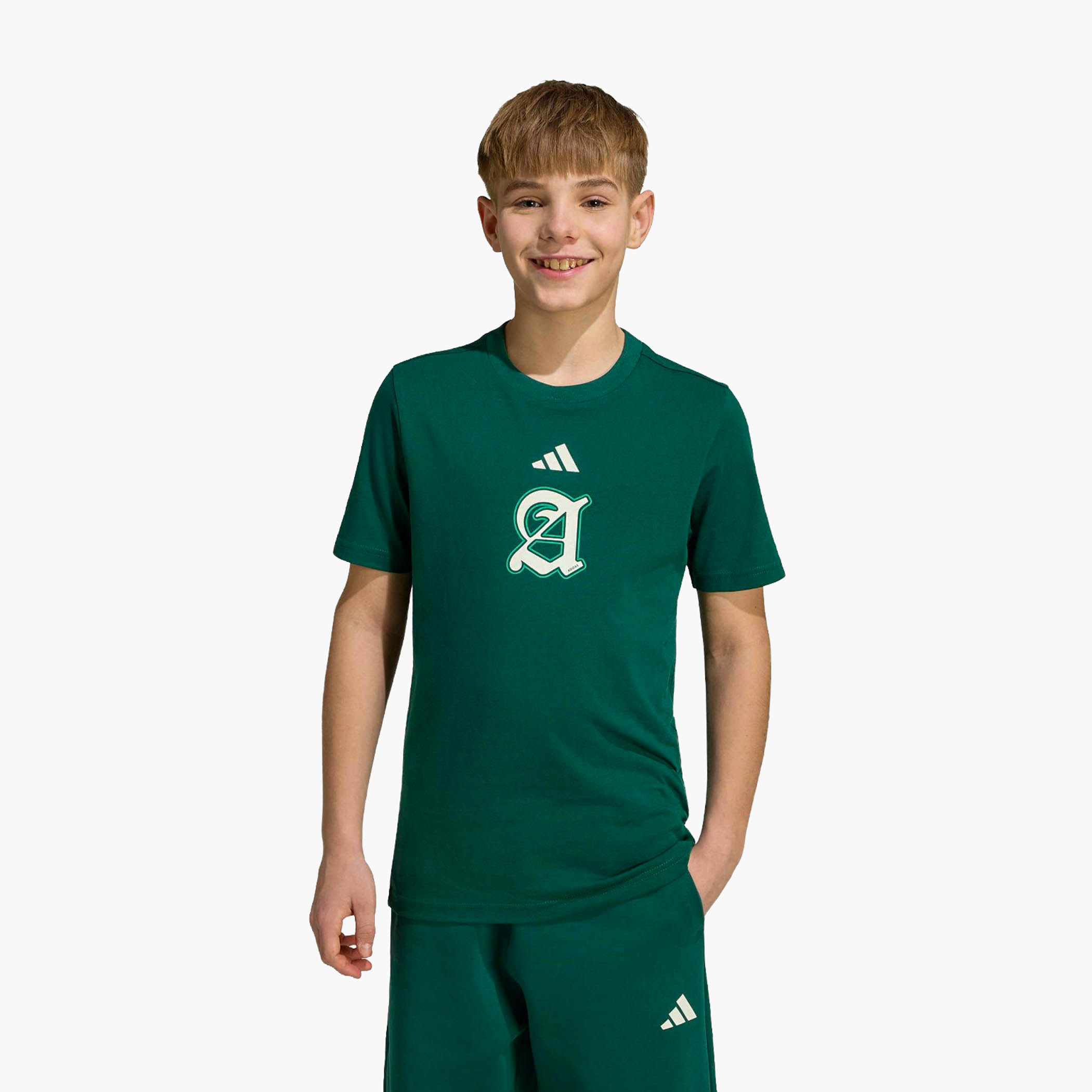 adidas Crew Neck Short Sleeves T-shirt with Logo Print-sports-boys-clothing-tops-image-2