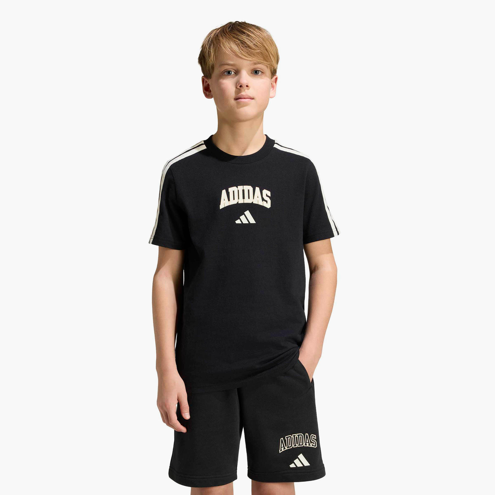 adidas Crew Neck Short Sleeves T-shirt with Logo Print-sports-boys-clothing-tops-image-2