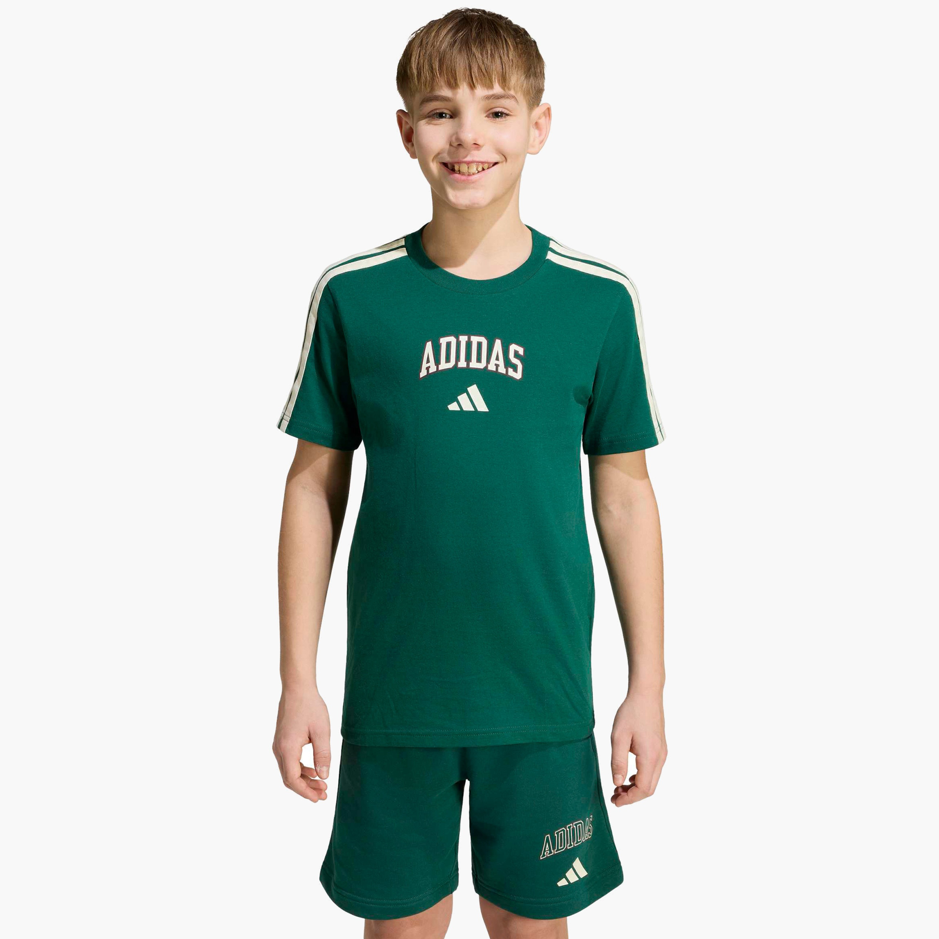 adidas Crew Neck Short Sleeves T-shirt with Logo Print-sports-boys-clothing-tops-image-2