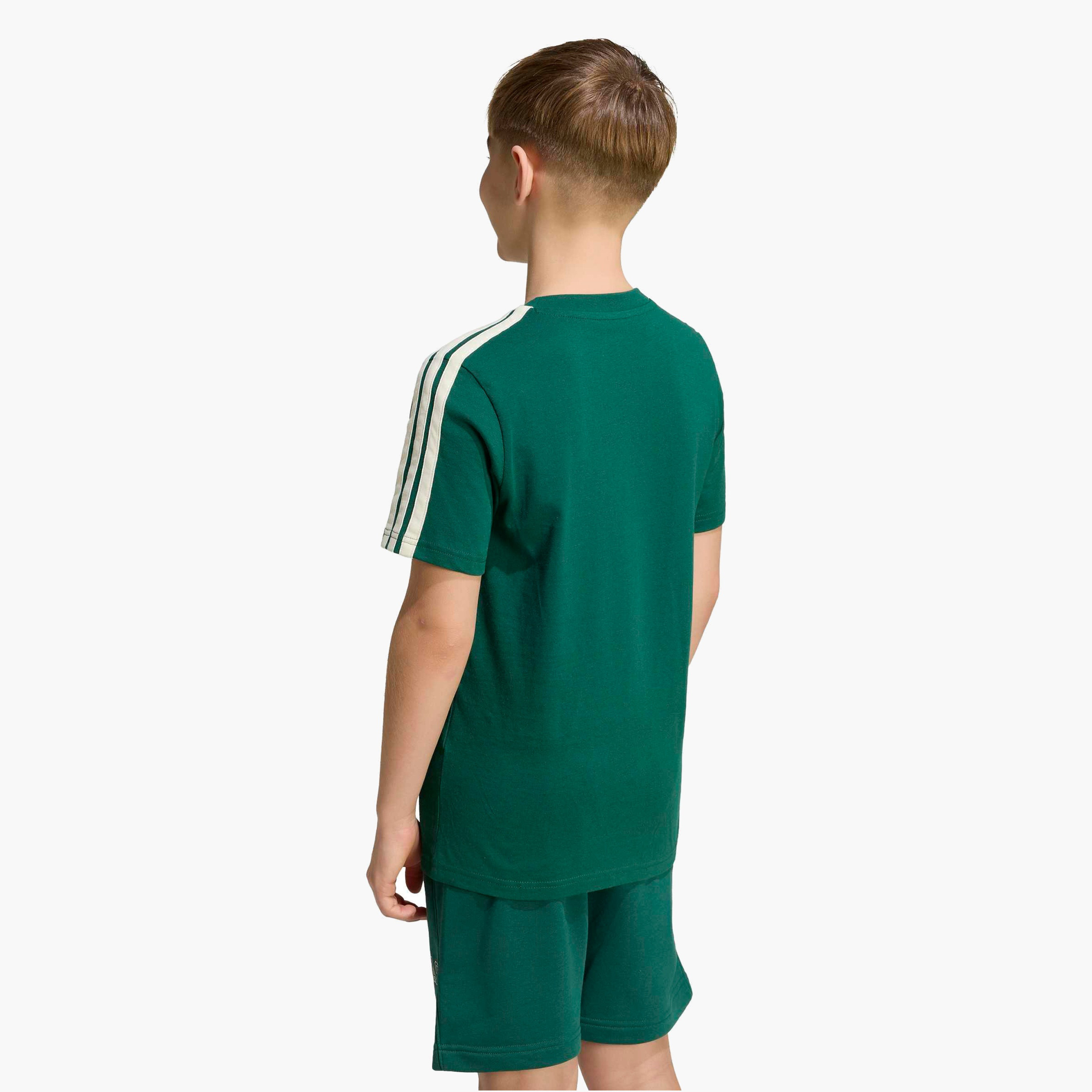 adidas Crew Neck Short Sleeves T-shirt with Logo Print-sports-boys-clothing-tops-image-3