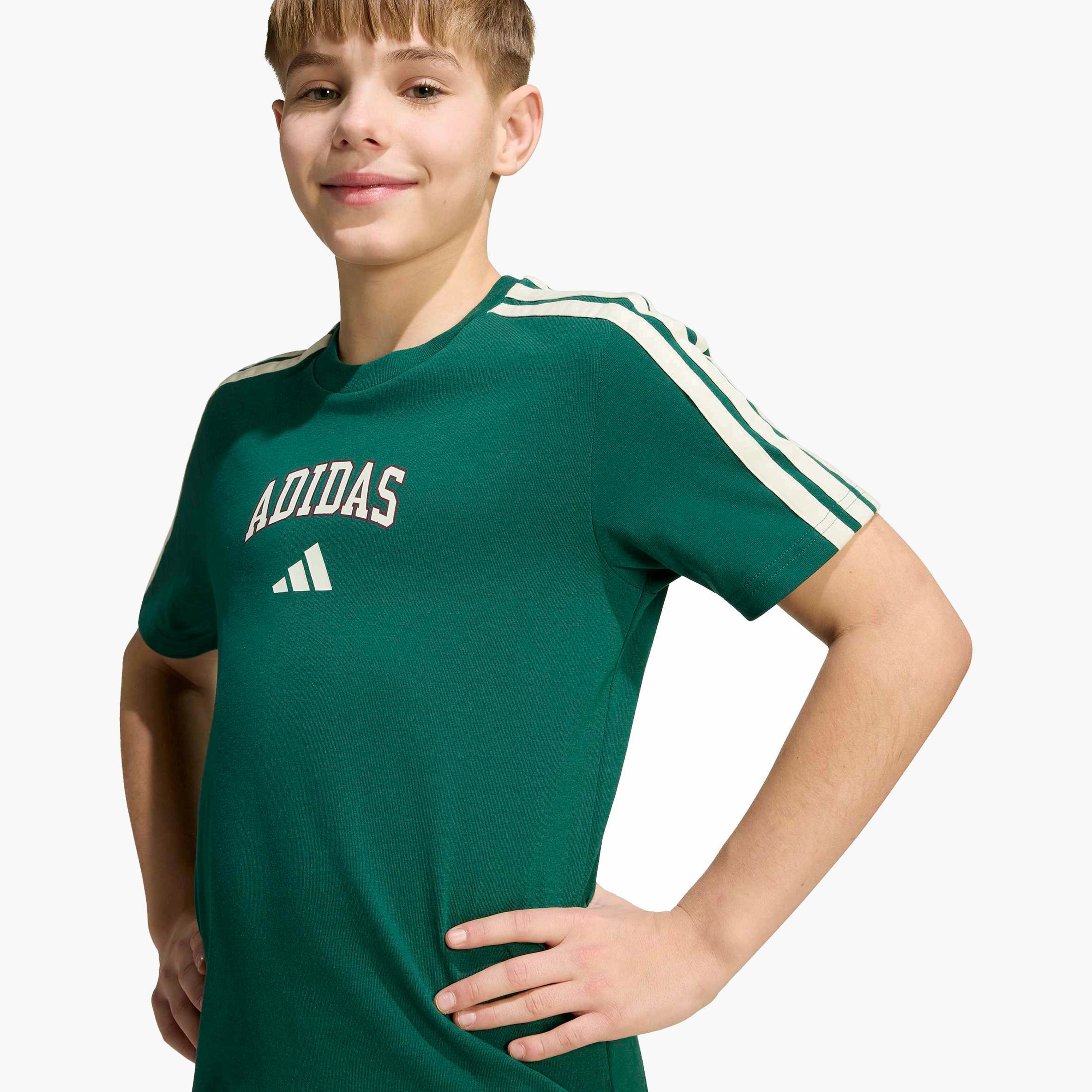 adidas Crew Neck Short Sleeves T-shirt with Logo Print-sports-boys-clothing-tops-image-5