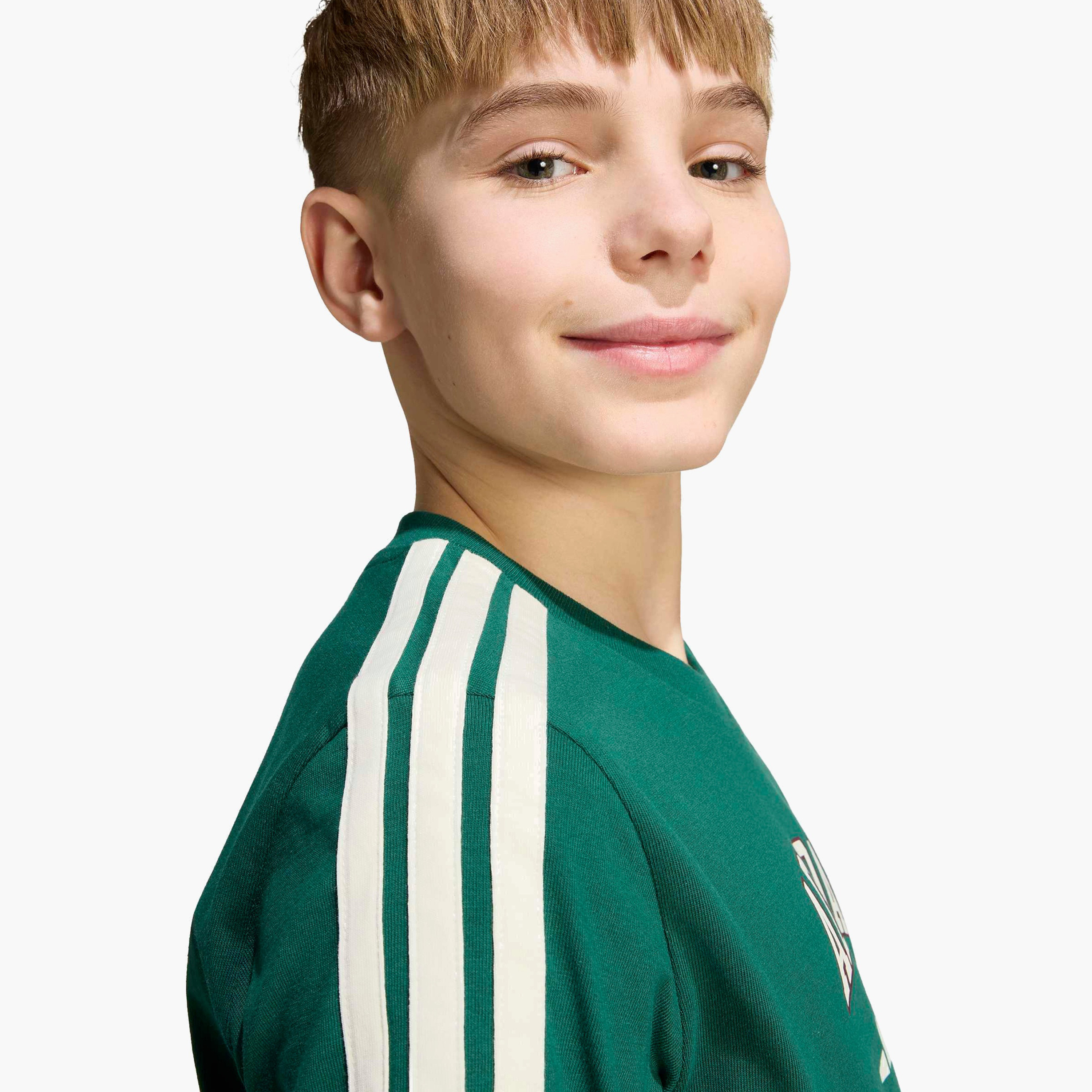 adidas Crew Neck Short Sleeves T-shirt with Logo Print-sports-boys-clothing-tops-image-6