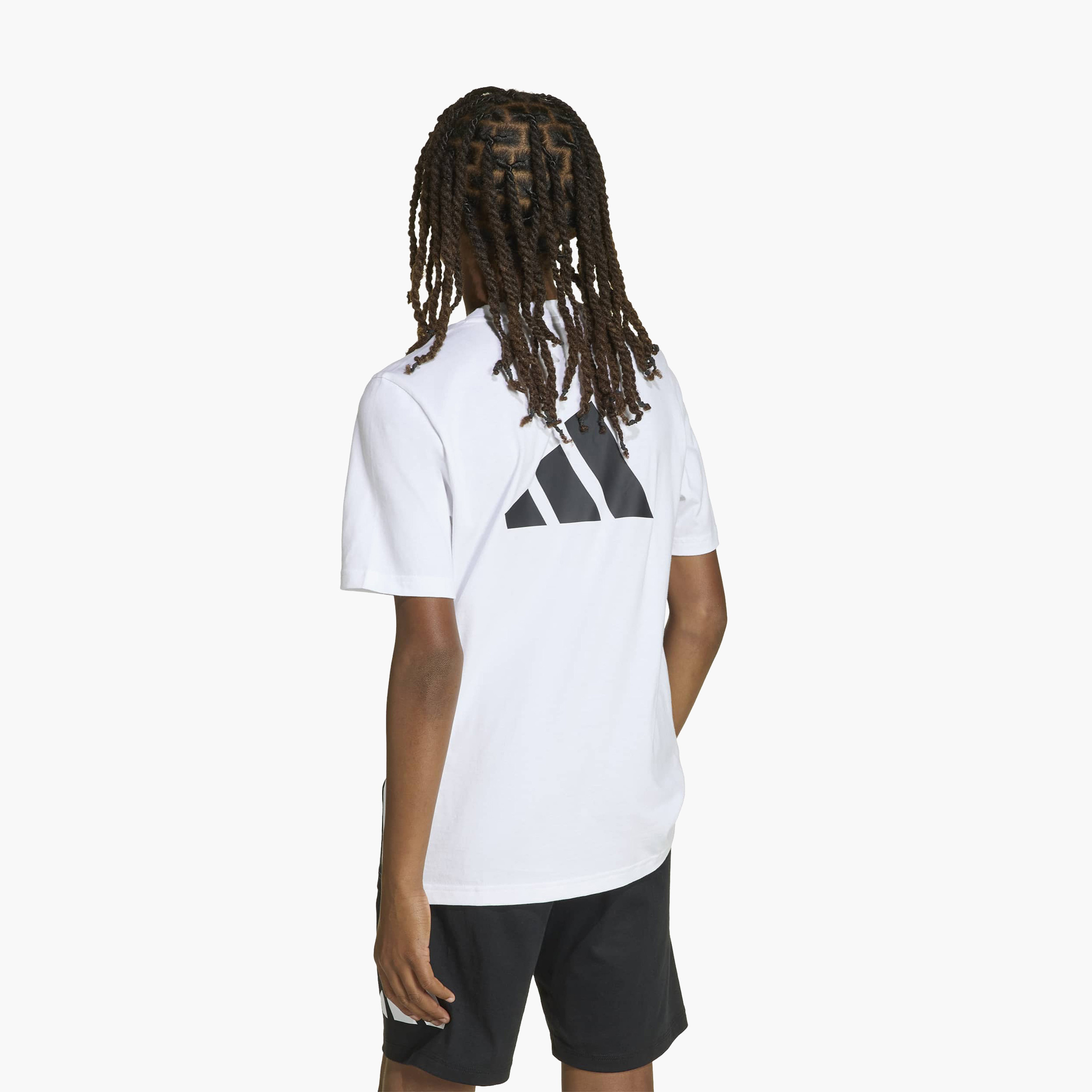 adidas Crew Neck Short Sleeve T-shirt with Contrast Panel-boys-clothing-sportswear-tops-image-2