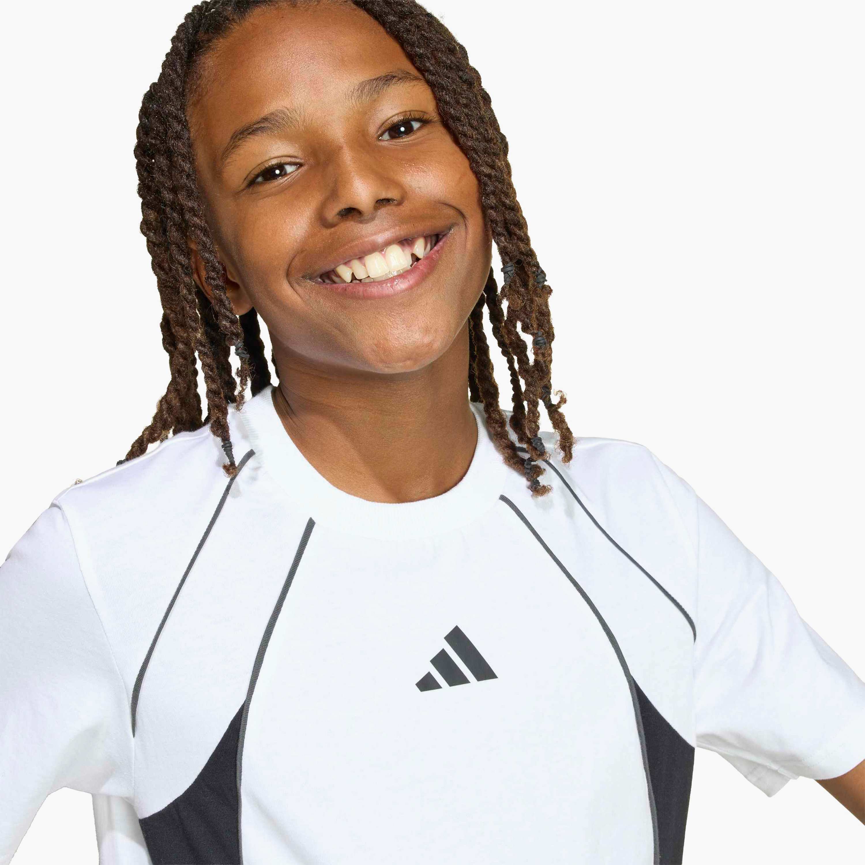 adidas Crew Neck Short Sleeve T-shirt with Contrast Panel-boys-clothing-sportswear-tops-image-3