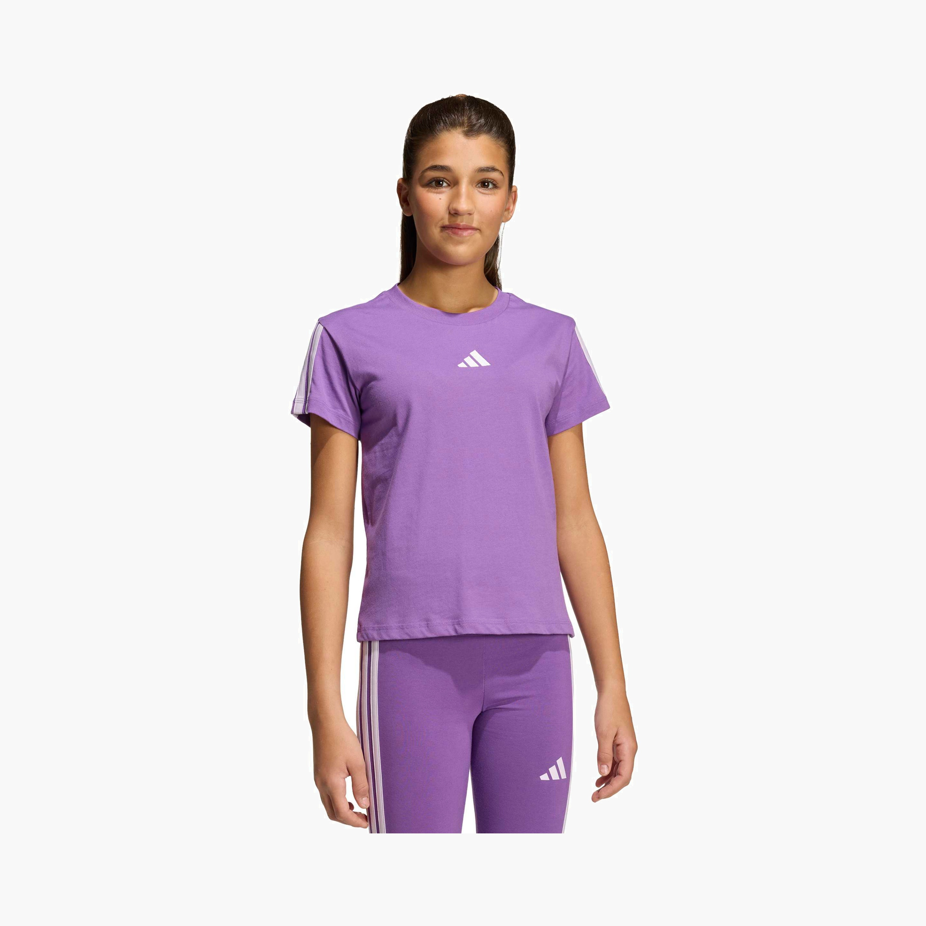 adidas Crew Neck Short Sleeves T-shirt with Logo Embroidery-sports-girls-clothing-tops-image-2