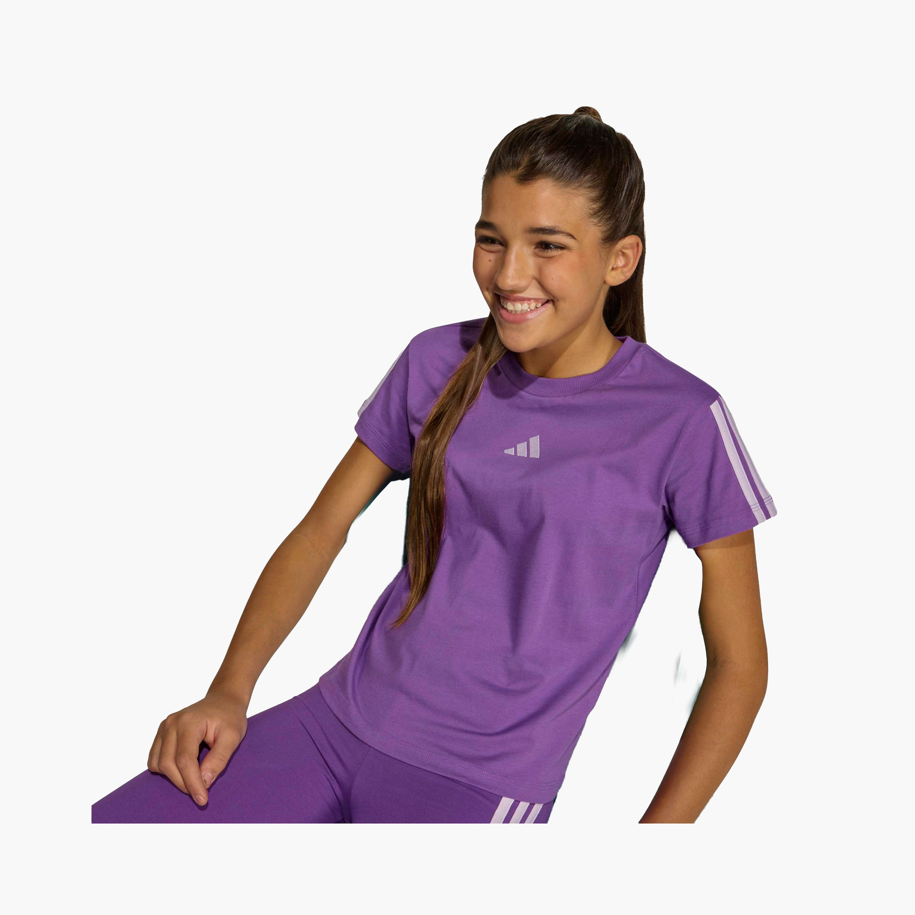 adidas Crew Neck Short Sleeves T-shirt with Logo Embroidery-sports-girls-clothing-tops-image-4