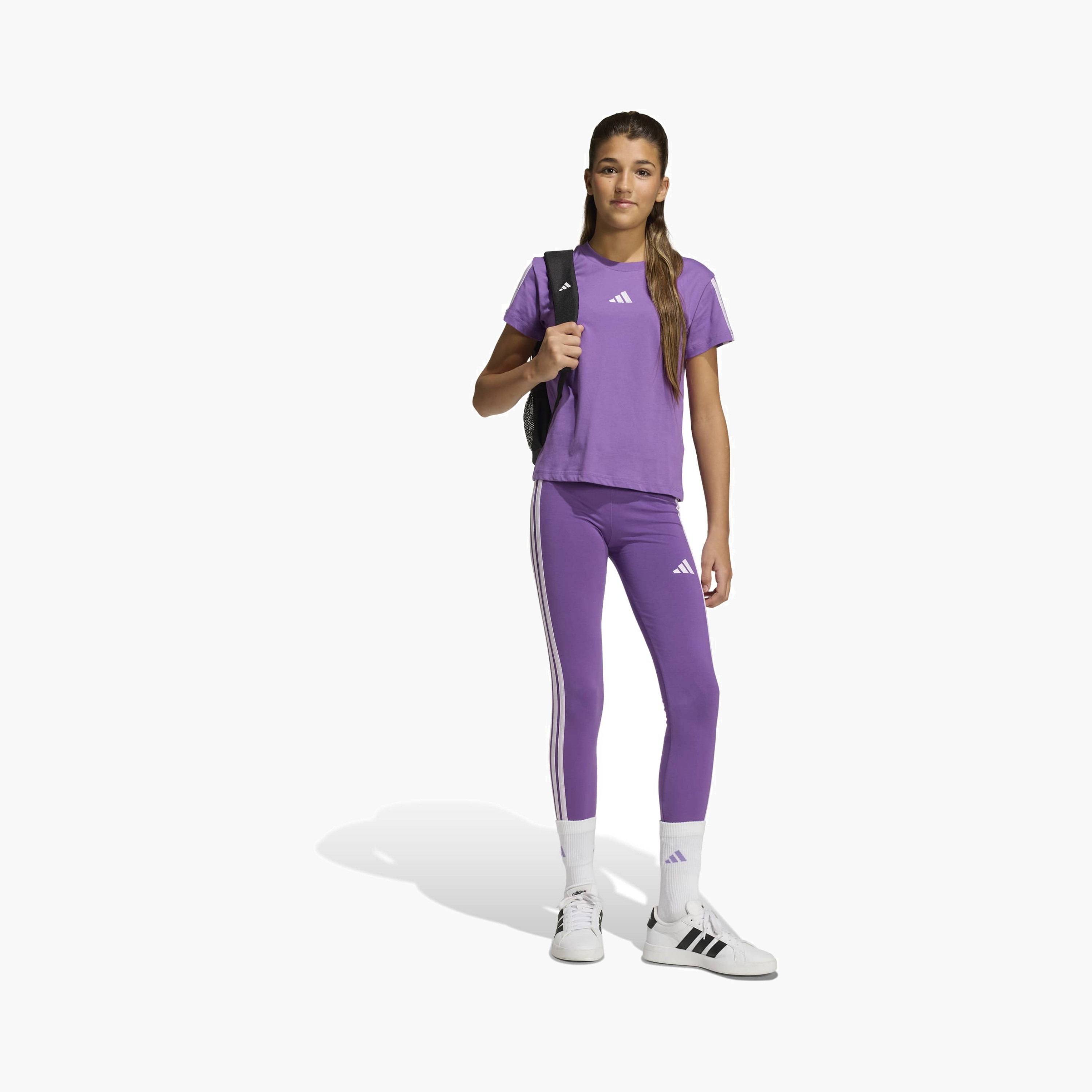 adidas Crew Neck Short Sleeves T-shirt with Logo Embroidery-sports-girls-clothing-tops-image-5