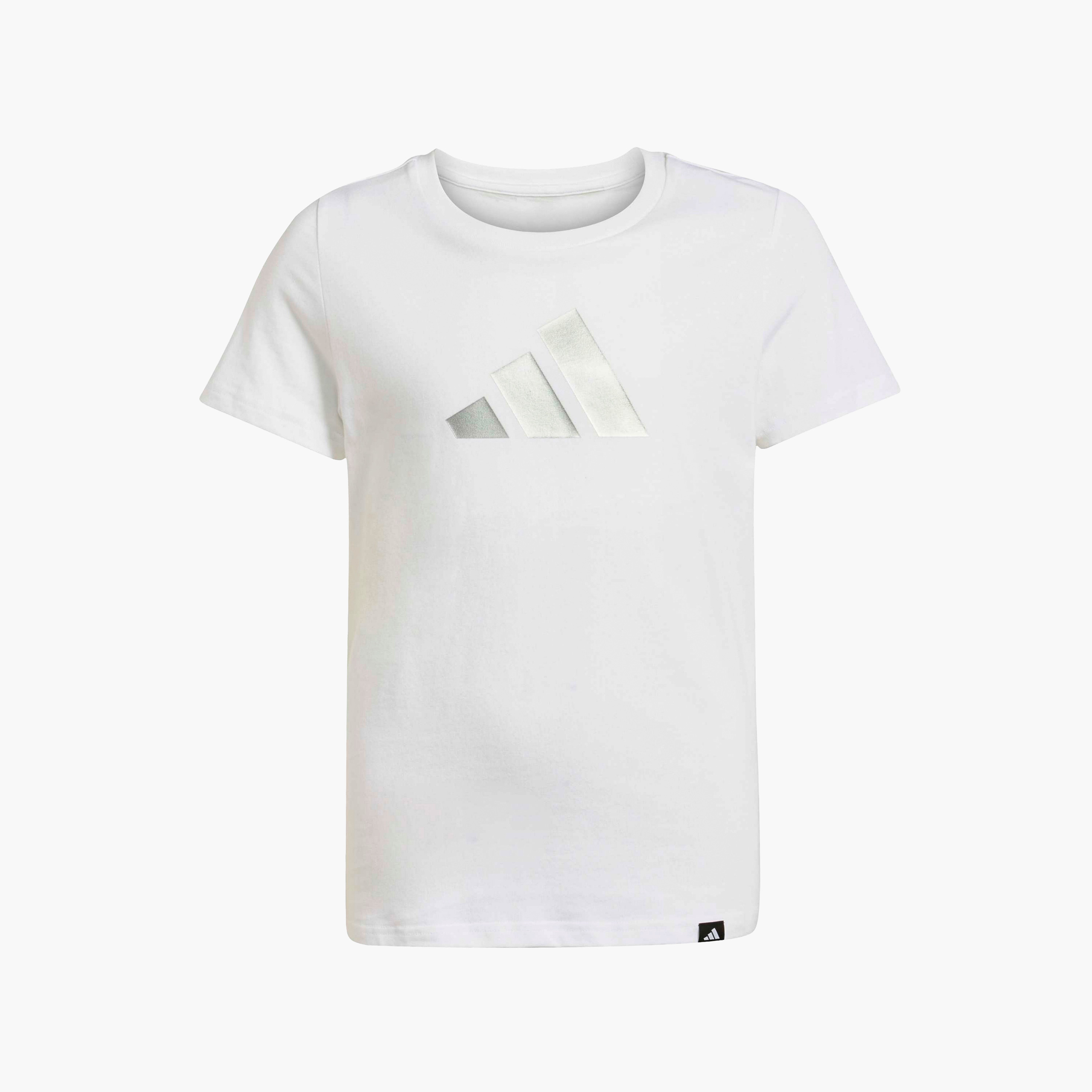 adidas Round Neck Short Sleeves T-shirt with Logo Print-girls-clothing-tshirts-image-1