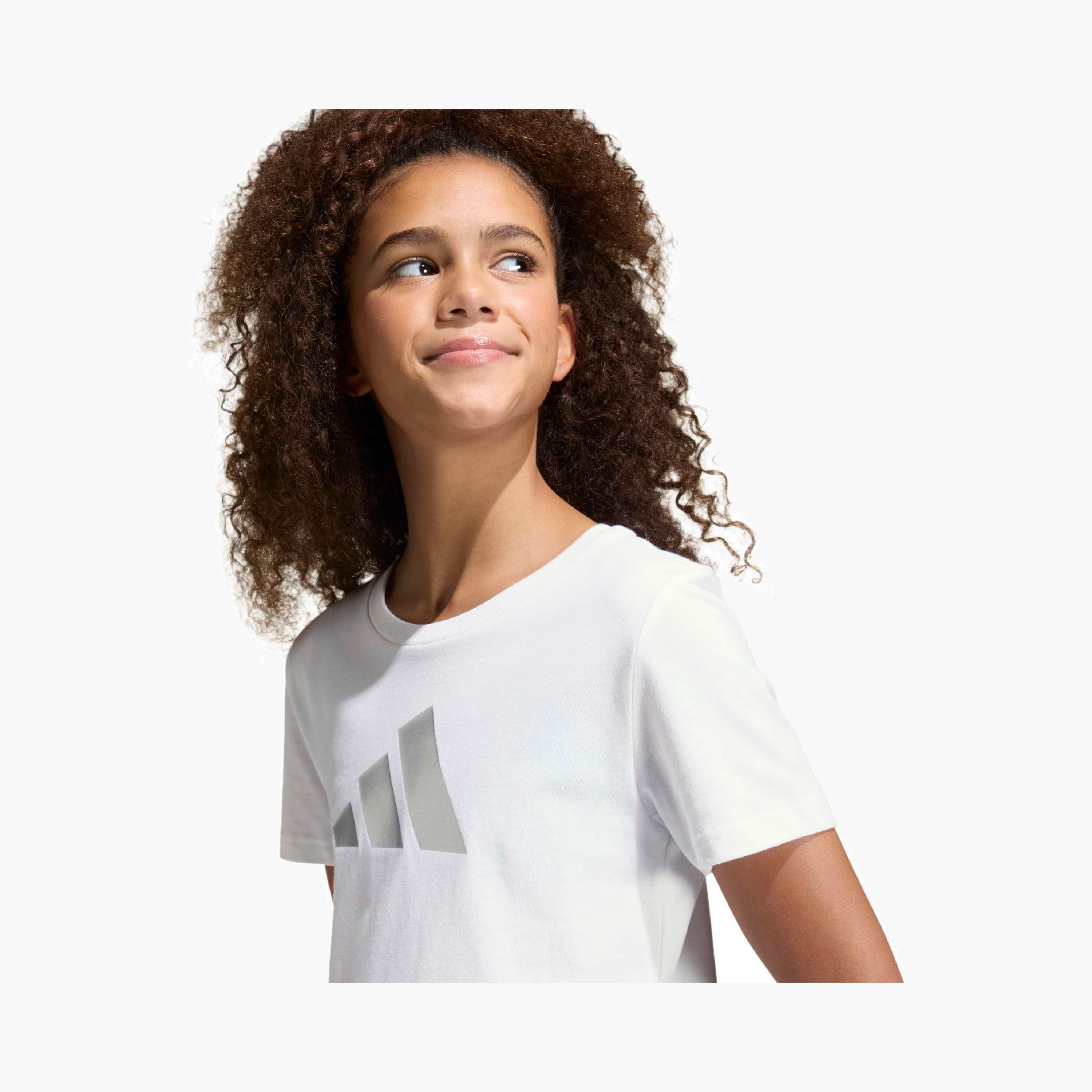 adidas Round Neck Short Sleeves T-shirt with Logo Print-girls-clothing-tshirts-image-3