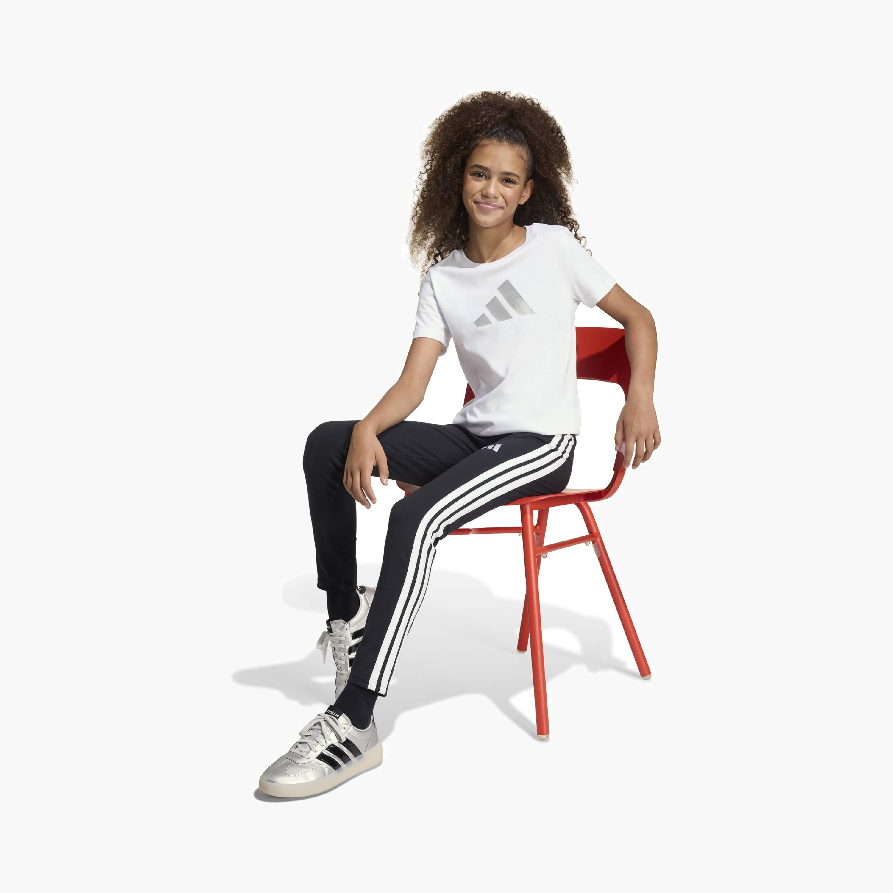 adidas Round Neck Short Sleeves T-shirt with Logo Print-girls-clothing-tshirts-image-5