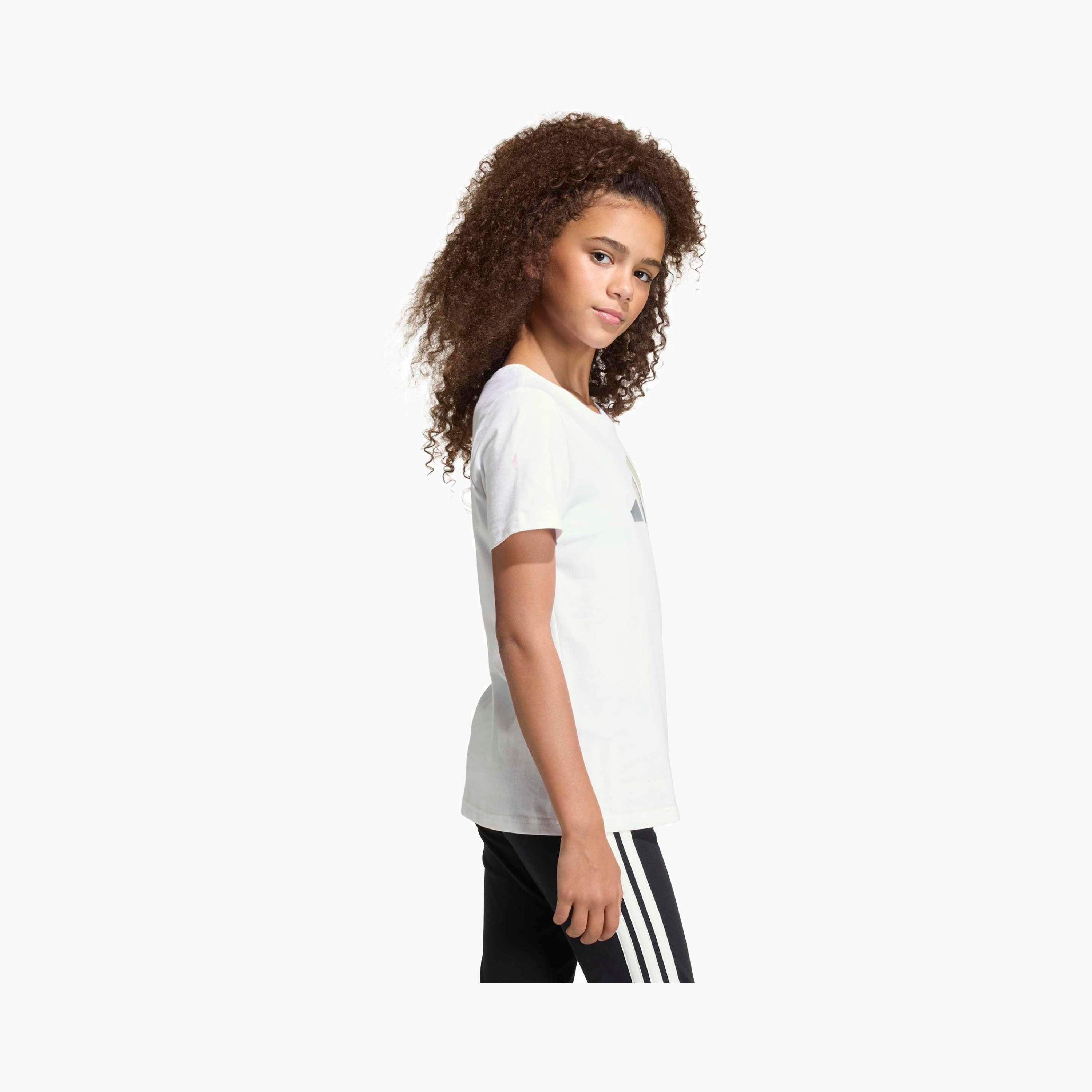 adidas Round Neck Short Sleeves T-shirt with Logo Print-girls-clothing-tshirts-image-6