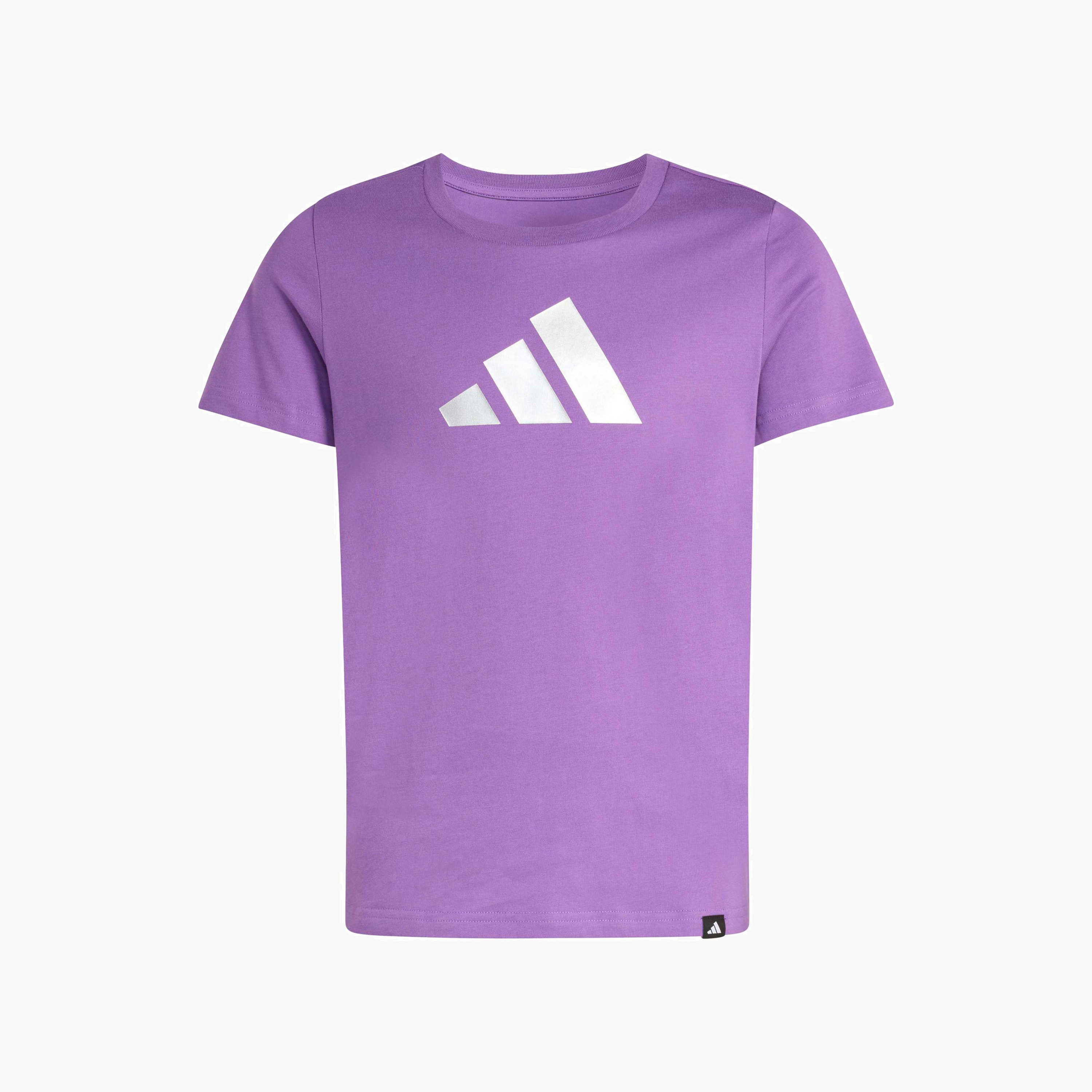 adidas Round Neck Short Sleeves T-shirt with Logo Print-sports-girls-clothing-tops-image-1