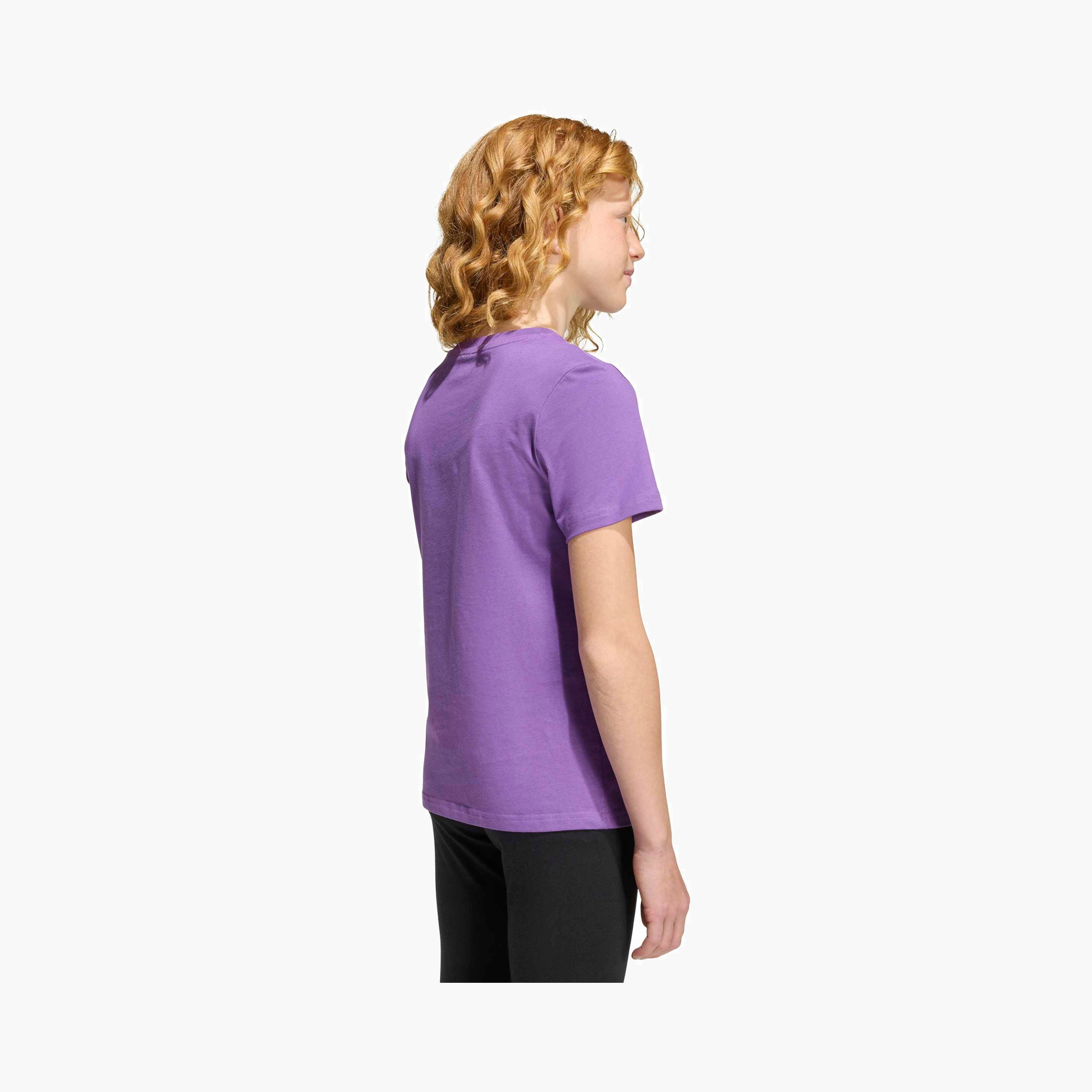 adidas Round Neck Short Sleeves T-shirt with Logo Print-sports-girls-clothing-tops-image-3