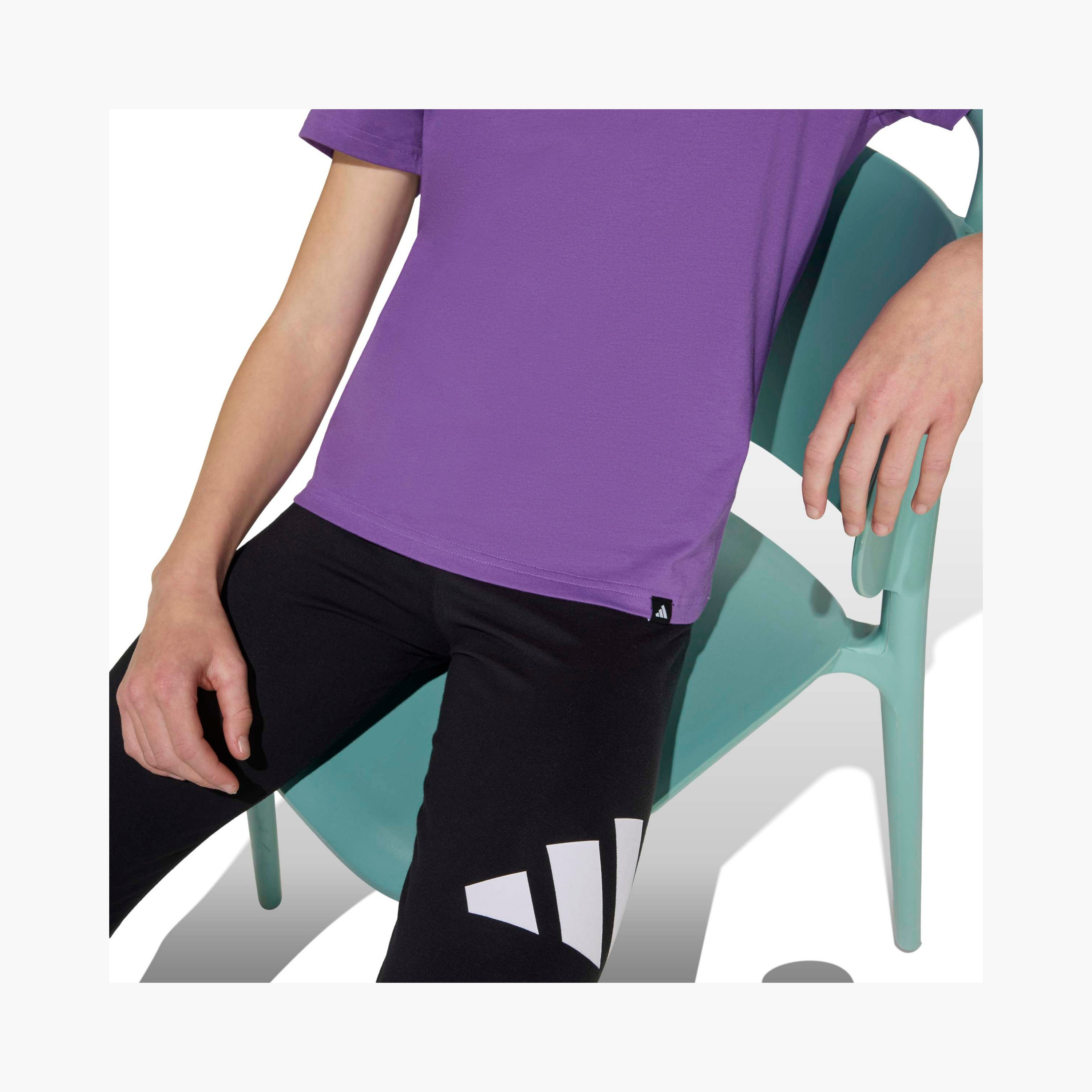 adidas Round Neck Short Sleeves T-shirt with Logo Print-sports-girls-clothing-tops-image-4
