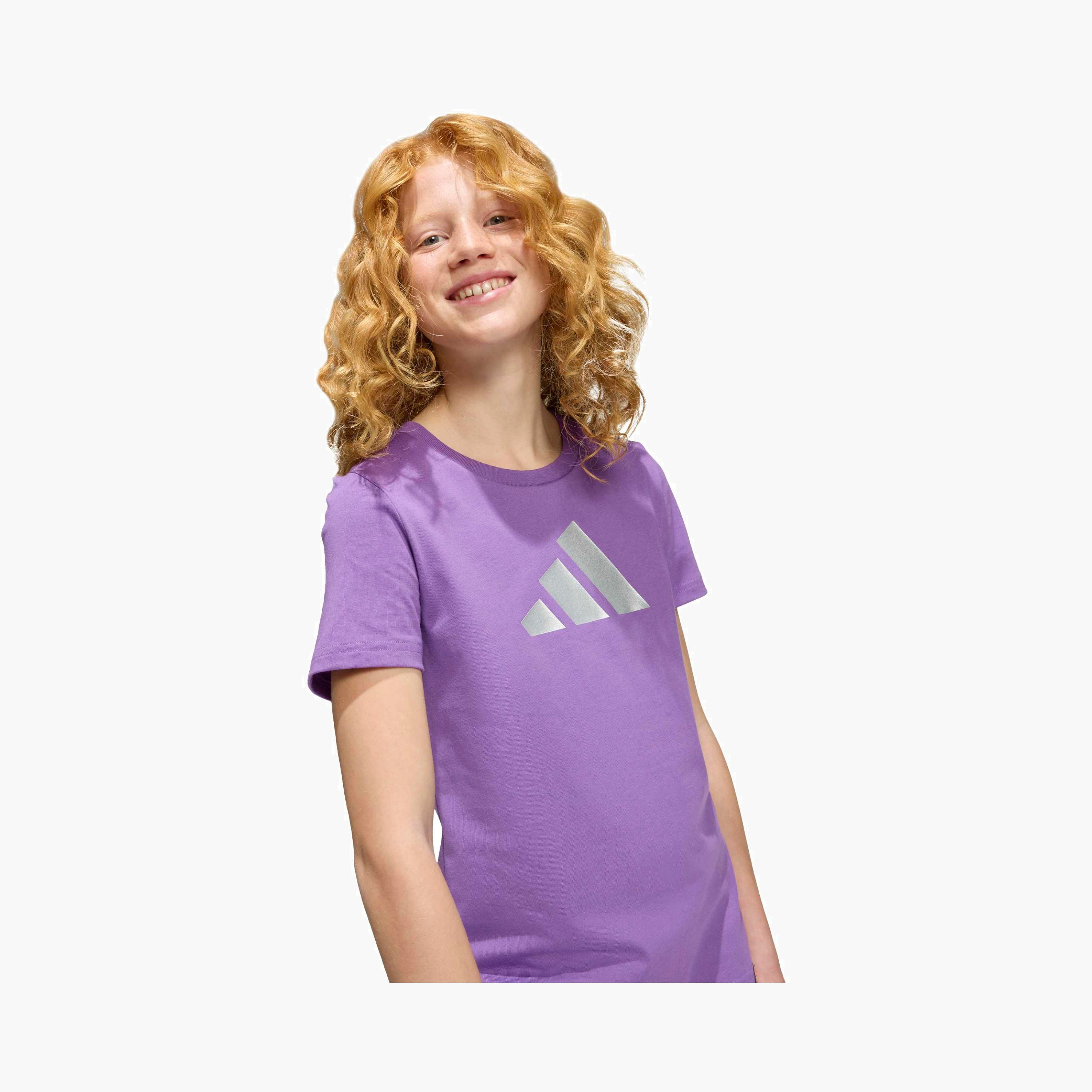 adidas Round Neck Short Sleeves T-shirt with Logo Print-sports-girls-clothing-tops-image-6