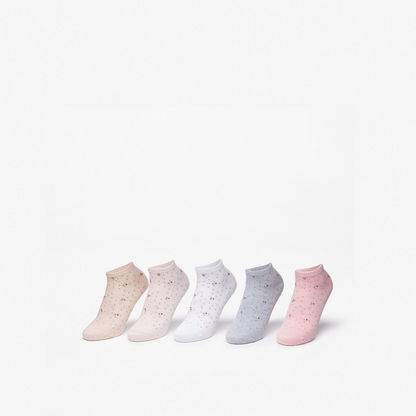All-Over Floral Print Ankle Length Socks - Set of 5-Women%27s Socks-image-0