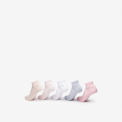 All-Over Floral Print Ankle Length Socks - Set of 5-Women%27s Socks-image-1