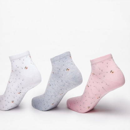All-Over Floral Print Ankle Length Socks - Set of 5-Women%27s Socks-image-2