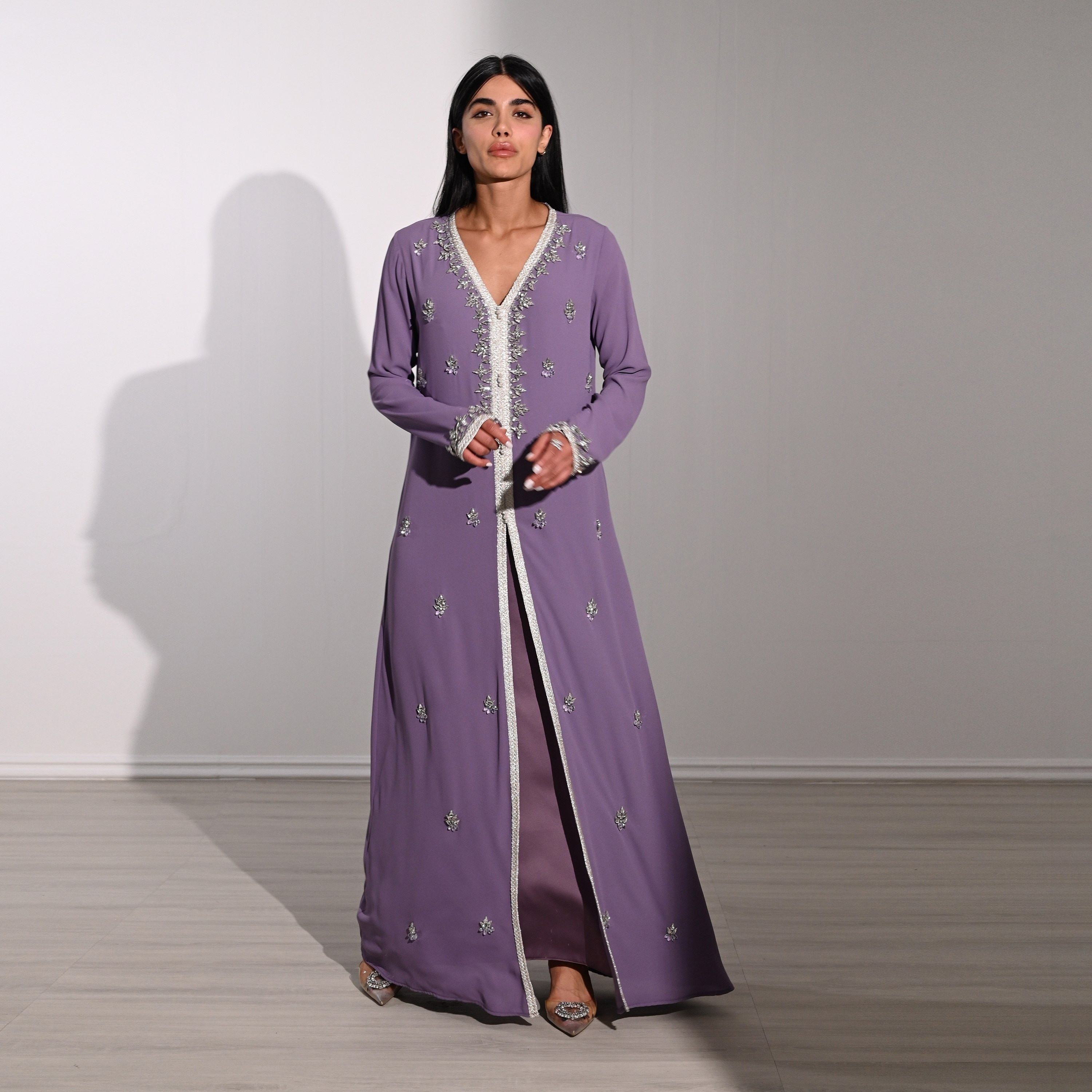 Akadia Crystal Work Laced Chiffon Evening Women's Maxi Dress-women-clothing-dresses-image-2