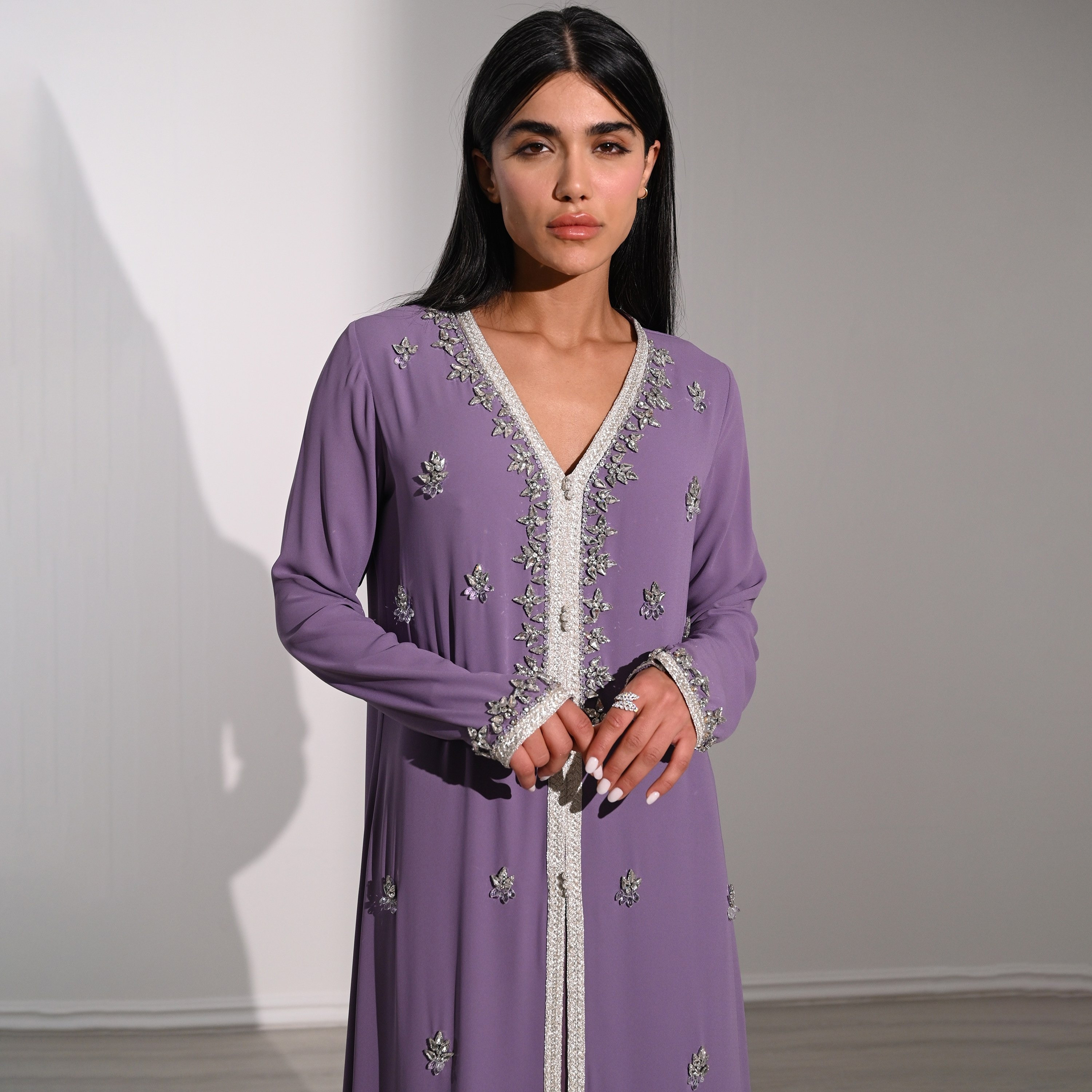 Akadia Crystal Work Laced Chiffon Evening Women's Maxi Dress-women-clothing-dresses-image-4