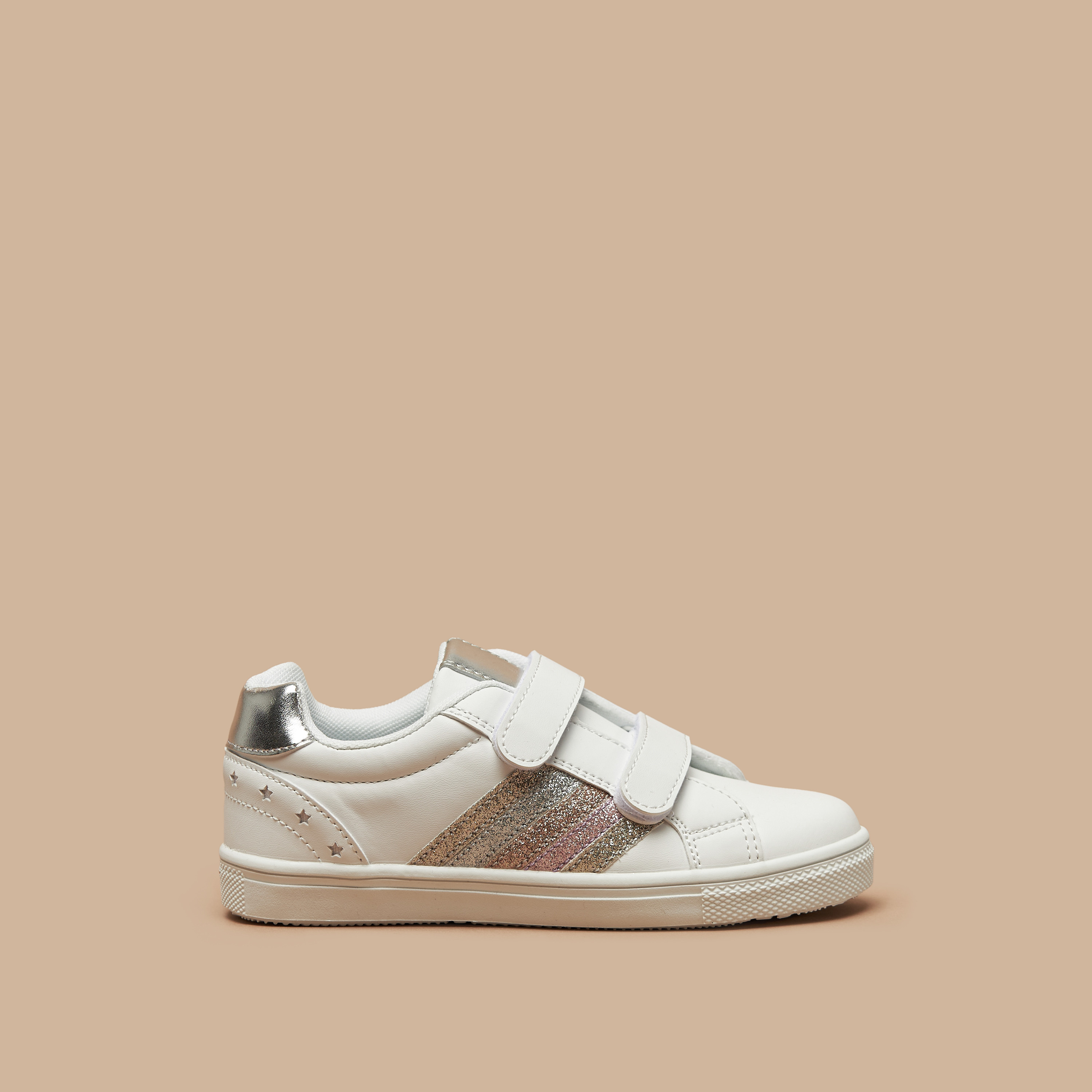 Flora Bella Panelled Sneakers with Hook and Loop Closure-girls-shoes-sneakers-image-3